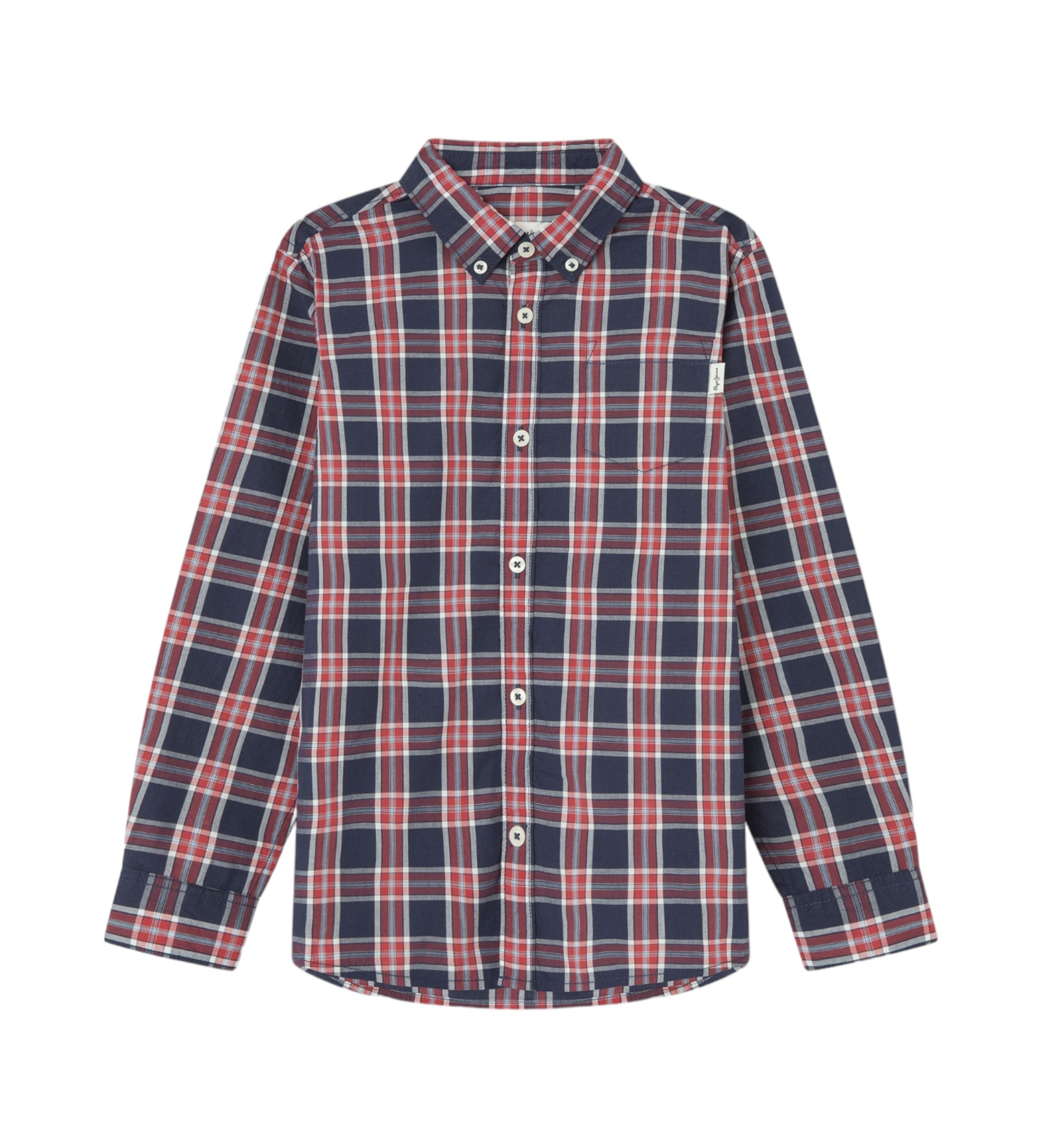 Pepe Jeans für Jungen. PB302643 Hemd Nicolas navy, rot (12años= 152cm), Lässig, Baumwolle, Langarm, Marine, Kinderbekleidung