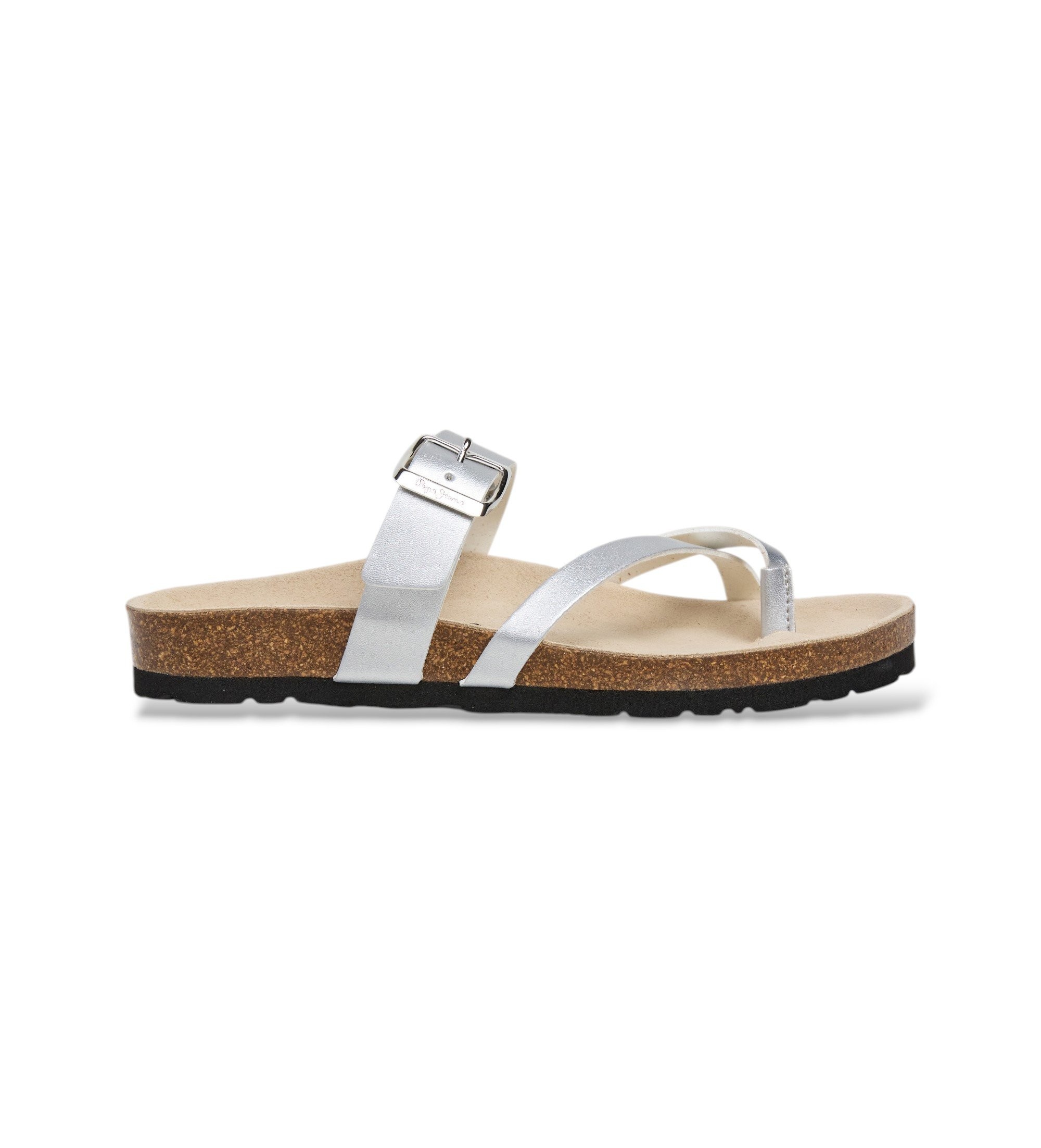 Pepe Jeans für Damen. PLS800001 Silberne Oban Cool Sandalen (38), Wohnung, 1 bis 3 cm, Keine, Lässig