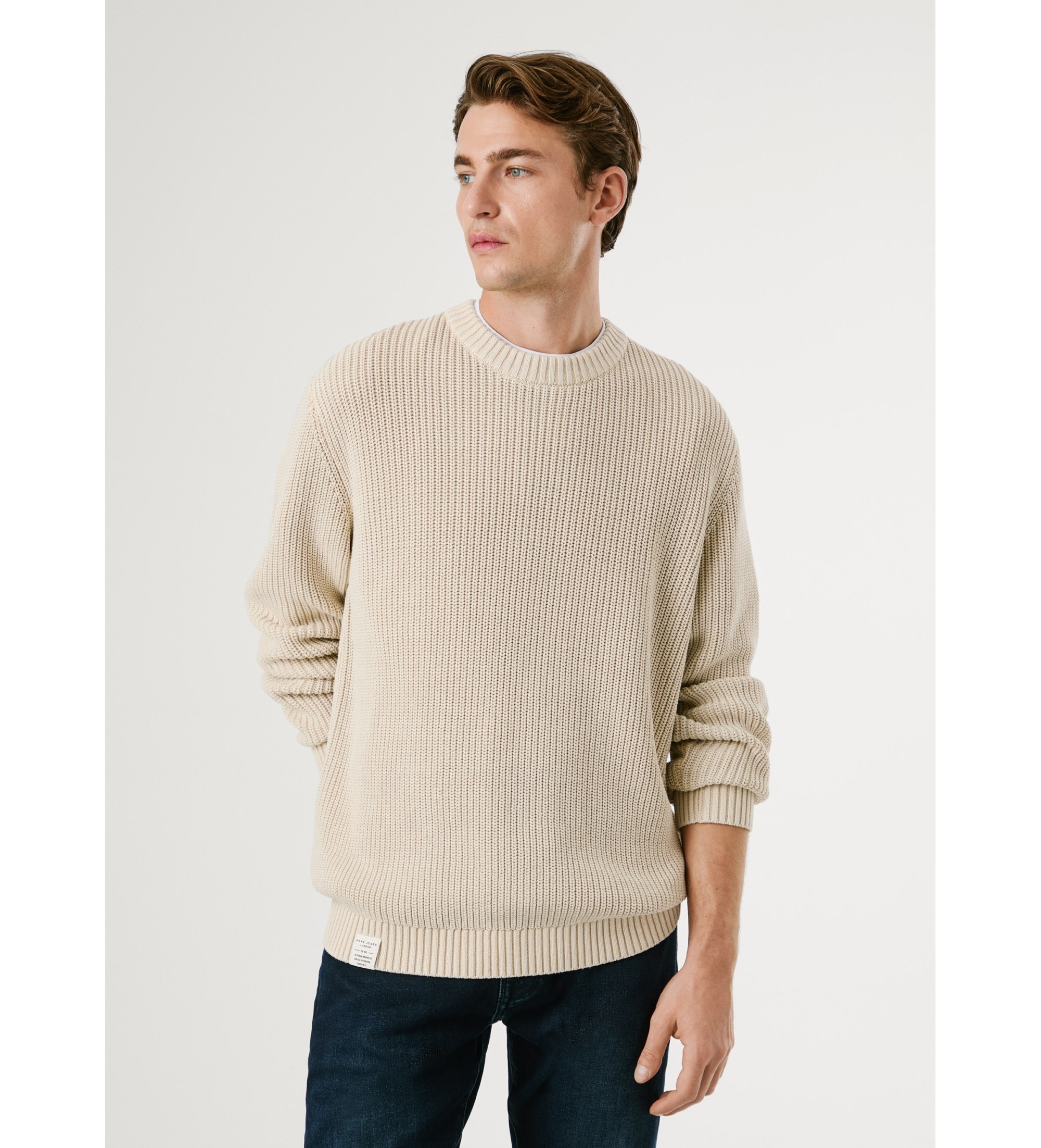 Pepe Jeans für Herren. PM7000022 Parker Pullover beige (L), Lässig, Baumwolle