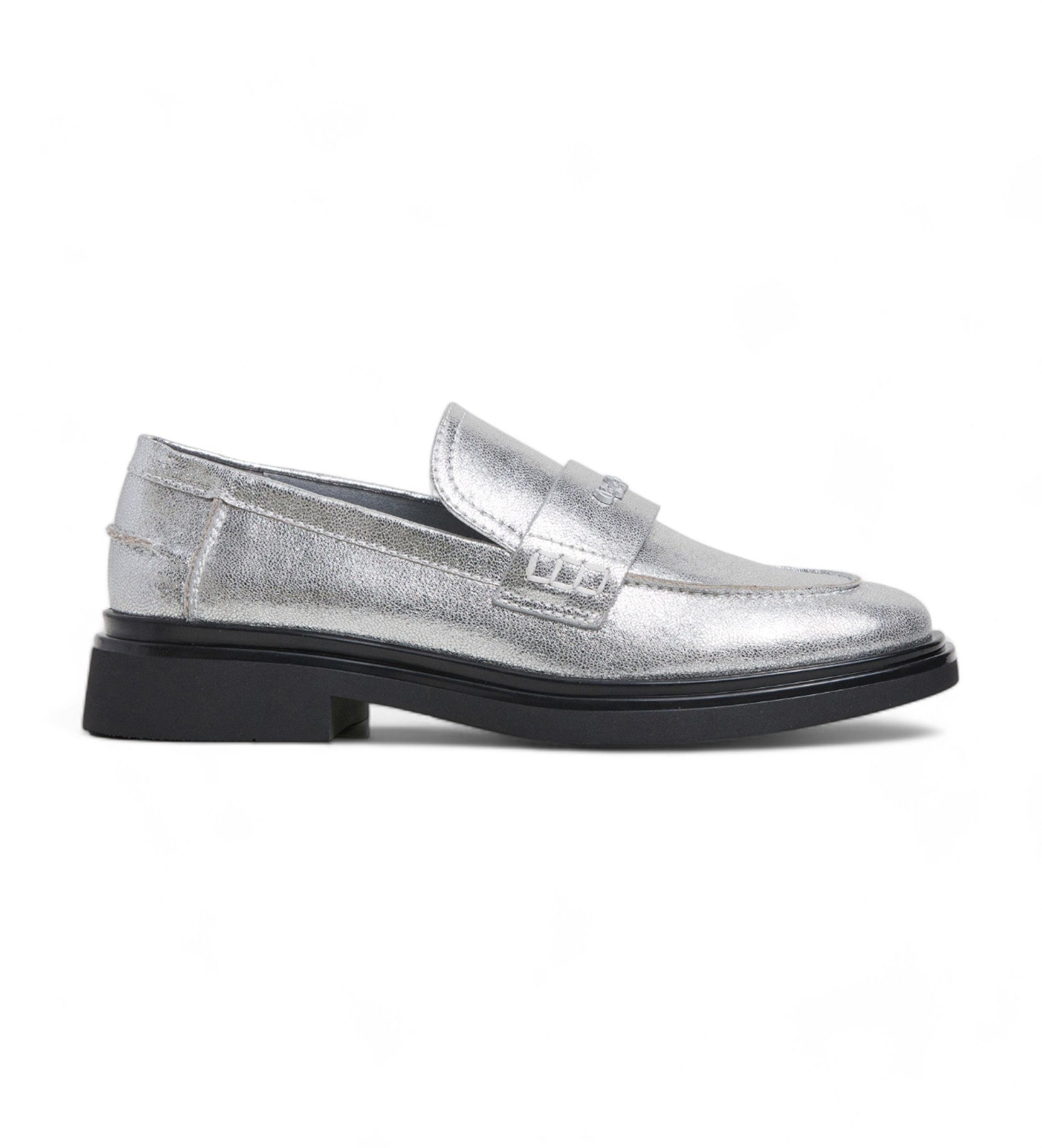 Pepe Jeans für Damen. PLS10424 Silberne Penny Gloss Loafers (36), 1 bis 3 cm, Keine, Lässig