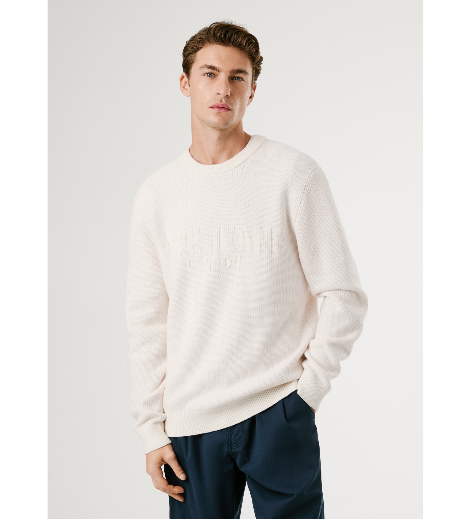 Pepe Jeans für Herren. PM7000016 Phineas Pullover off-white (L), Weiß, Lässig, Viskose