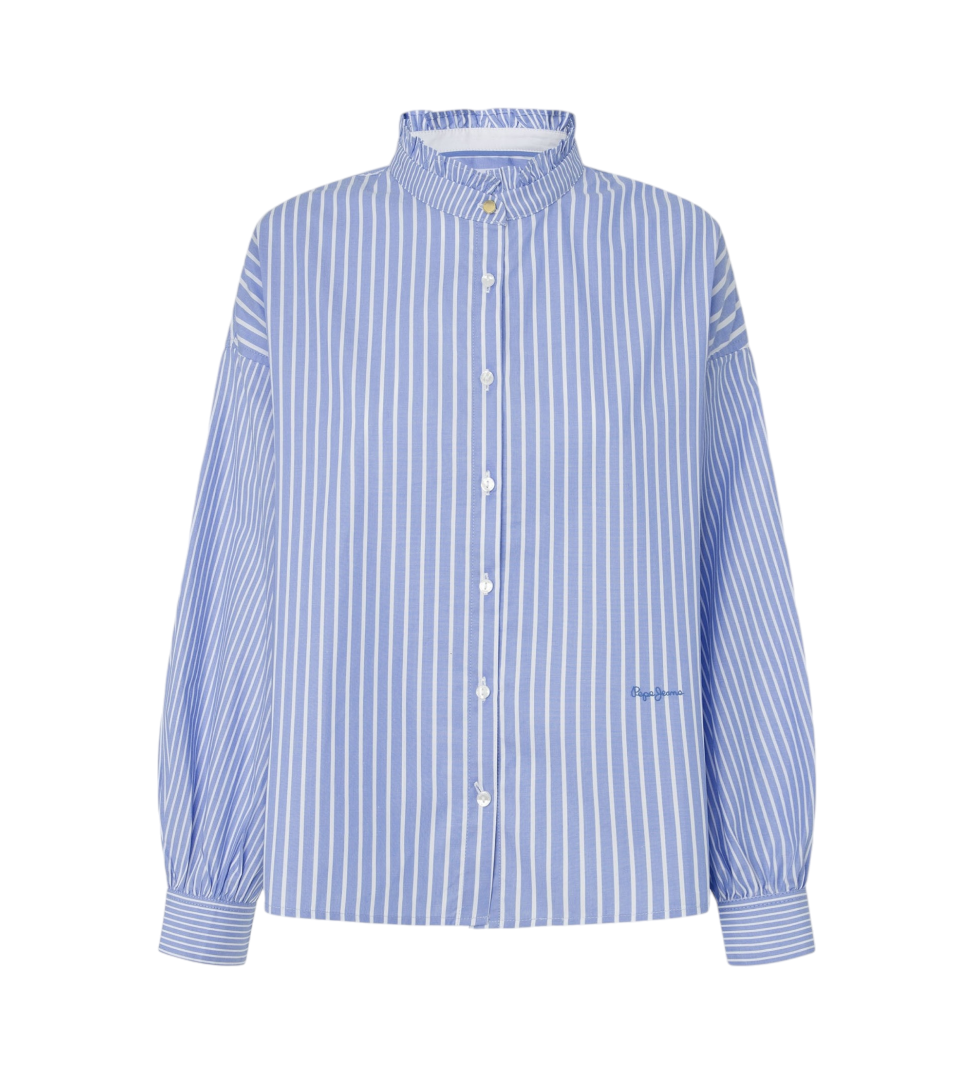 Pepe Jeans für Damen. PL304935 Bluse Pipery blau (M), Lässig, Baumwolle, Langarm