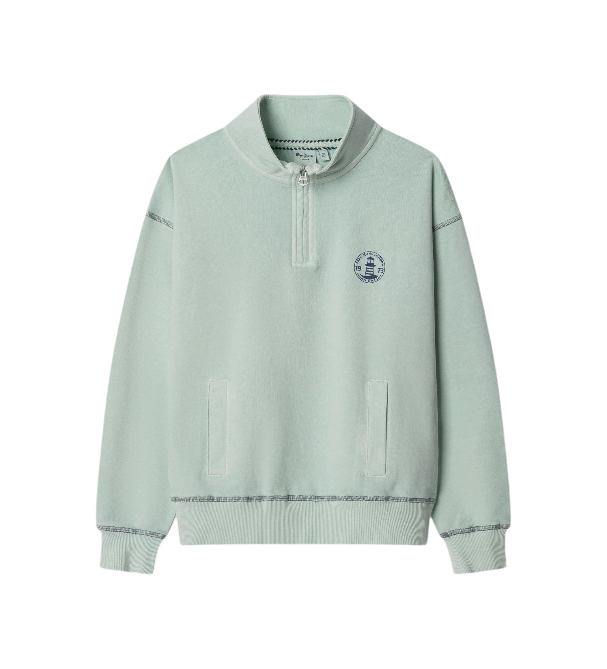 Pepe Jeans für Jungen. PB5800062 Sweatshirt Preston türkis (8años= 128cm), Weiß, Lässig, Baumwolle, Langarm, Kinderbekleidung