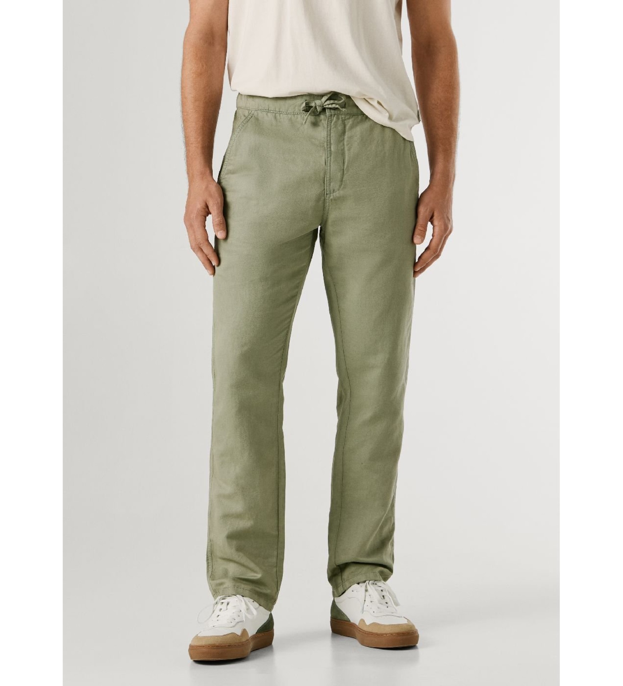 Pepe Jeans für Herren. PM2100080 Pull On Comfort Chino Leinenhosen grün (29), Lässig, Baumwolle