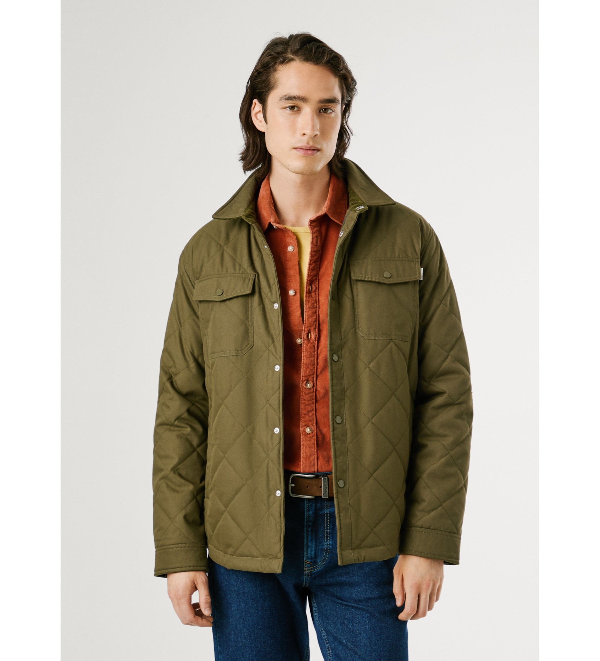 Pepe Jeans für Herren. PM4027197 Gesteppte Arbeitsjacke grün (L), Lässig, Baumwolle, Langarm