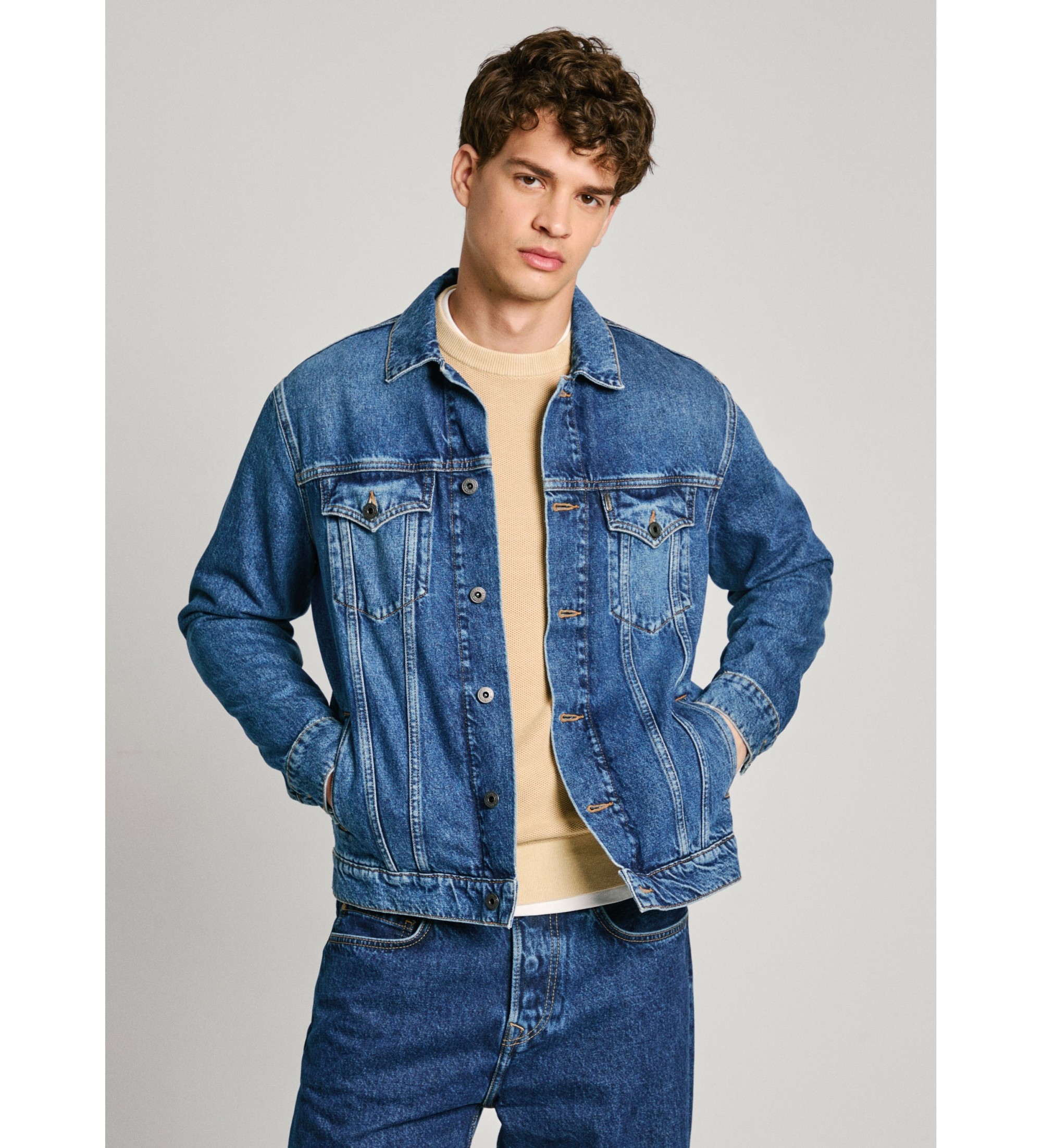 Pepe Jeans für Herren. PM402715HW3 Blaue reguläre Jacke (L), Lässig, Baumwolle, Nachhaltig
