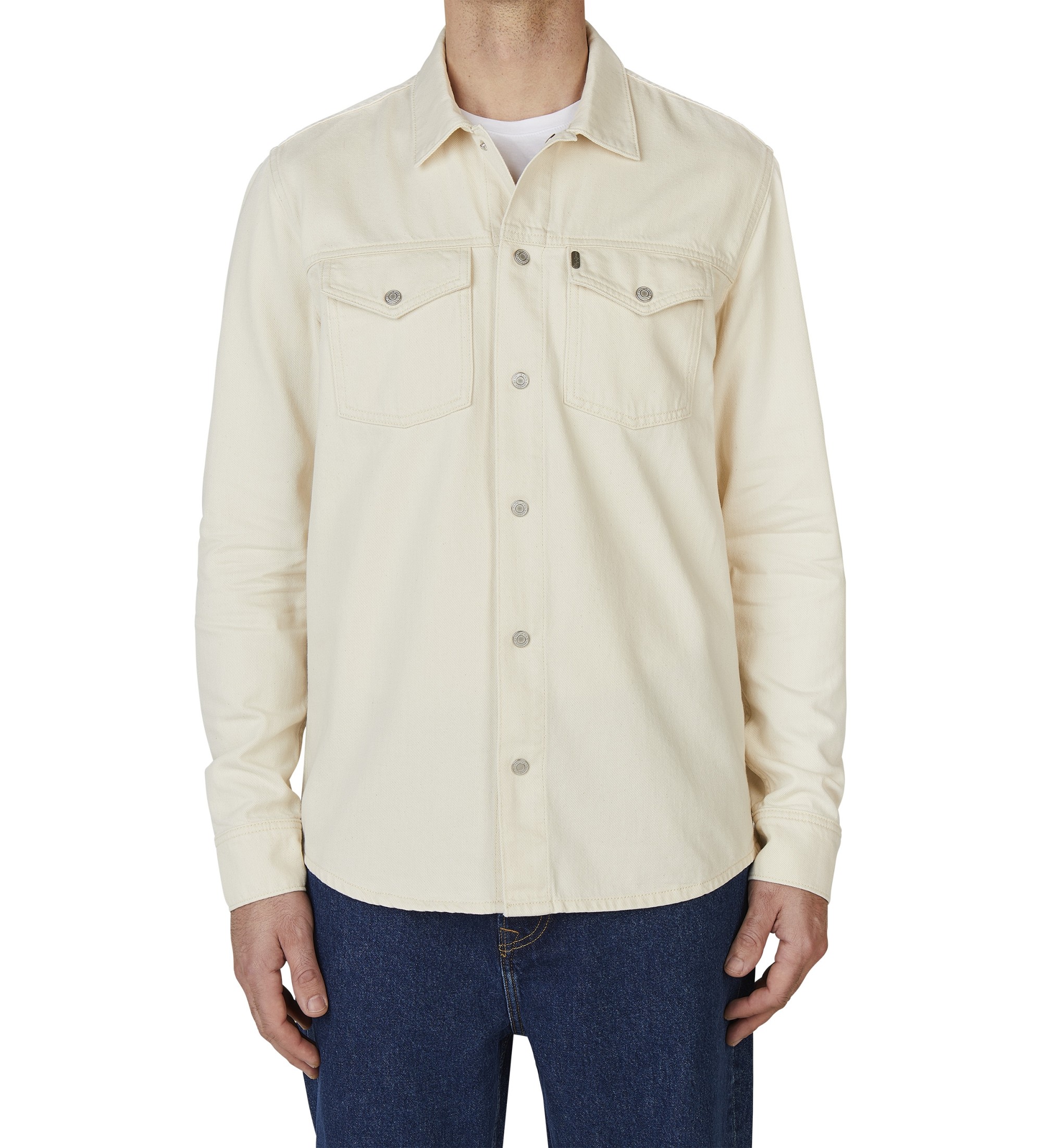 Pepe Jeans für Herren. PM308584TC4 Regular Overshit Hemd weiß ecru (L), Lässig, Baumwolle, Langarm