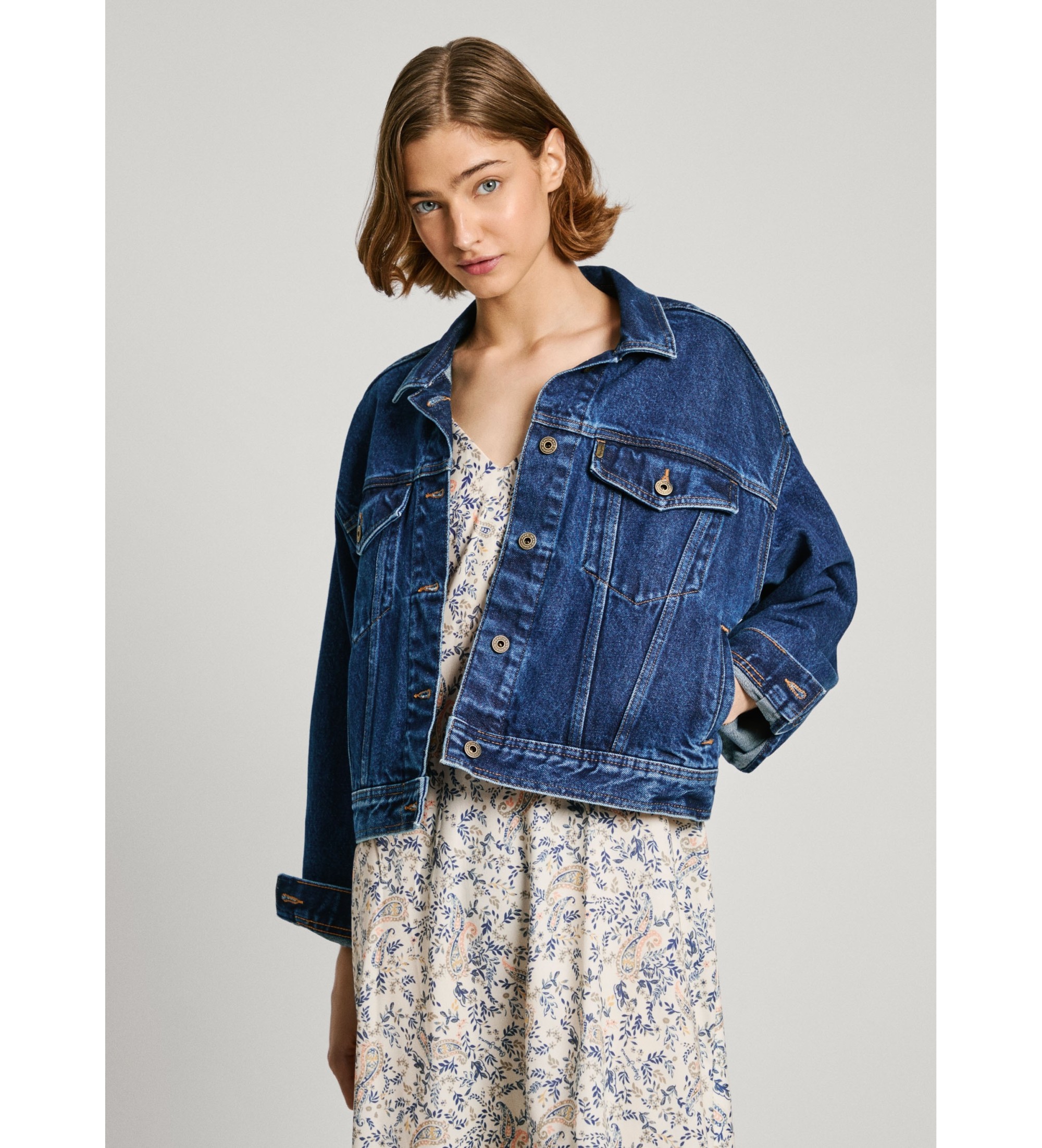 Pepe Jeans für Damen. PL402392CU0 Relaxed Jacke navy (M), Blau, Lässig, Baumwolle, Nachhaltig