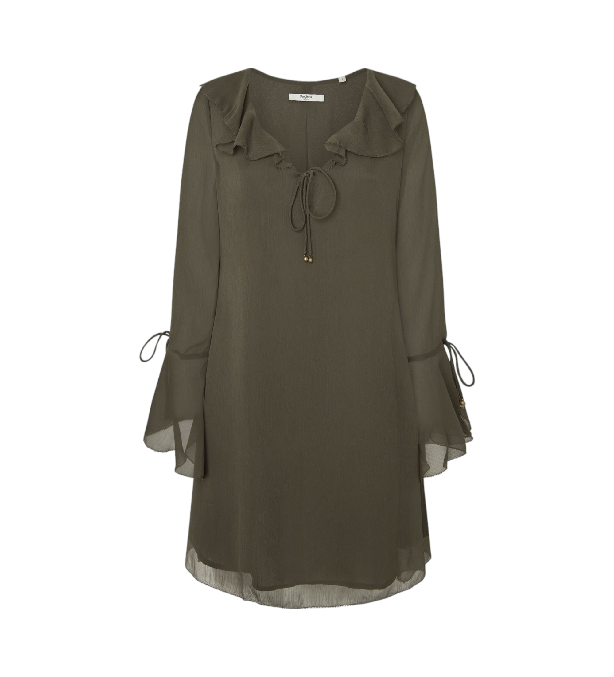 Pepe Jeans für Damen. PL953617 Respekt Kleid grün (S), Lässig, Polyester, Langarm