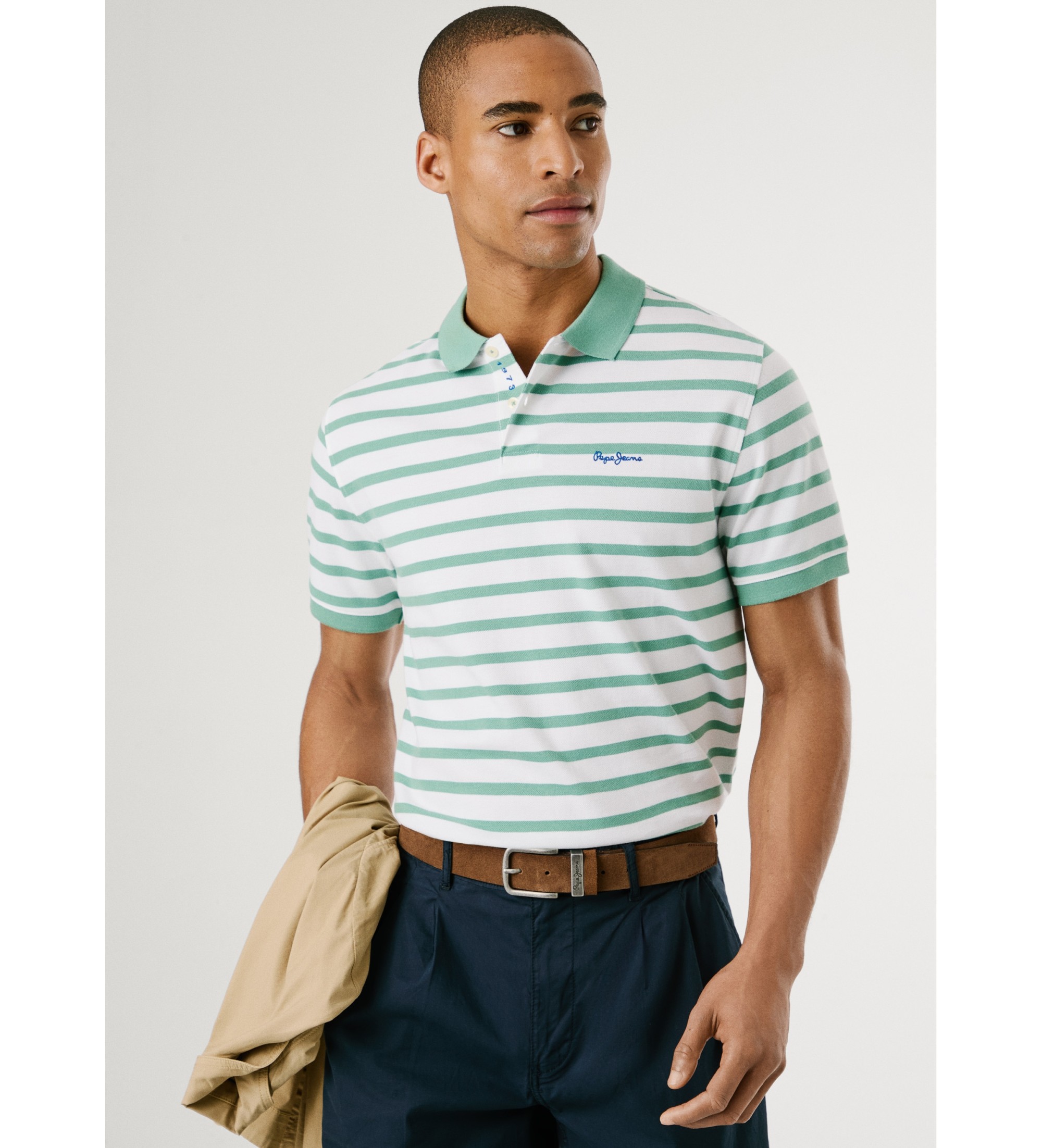 Pepe Jeans für Herren. PM542305 Polo River grün (M), Lässig, Baumwolle, Kurzarm