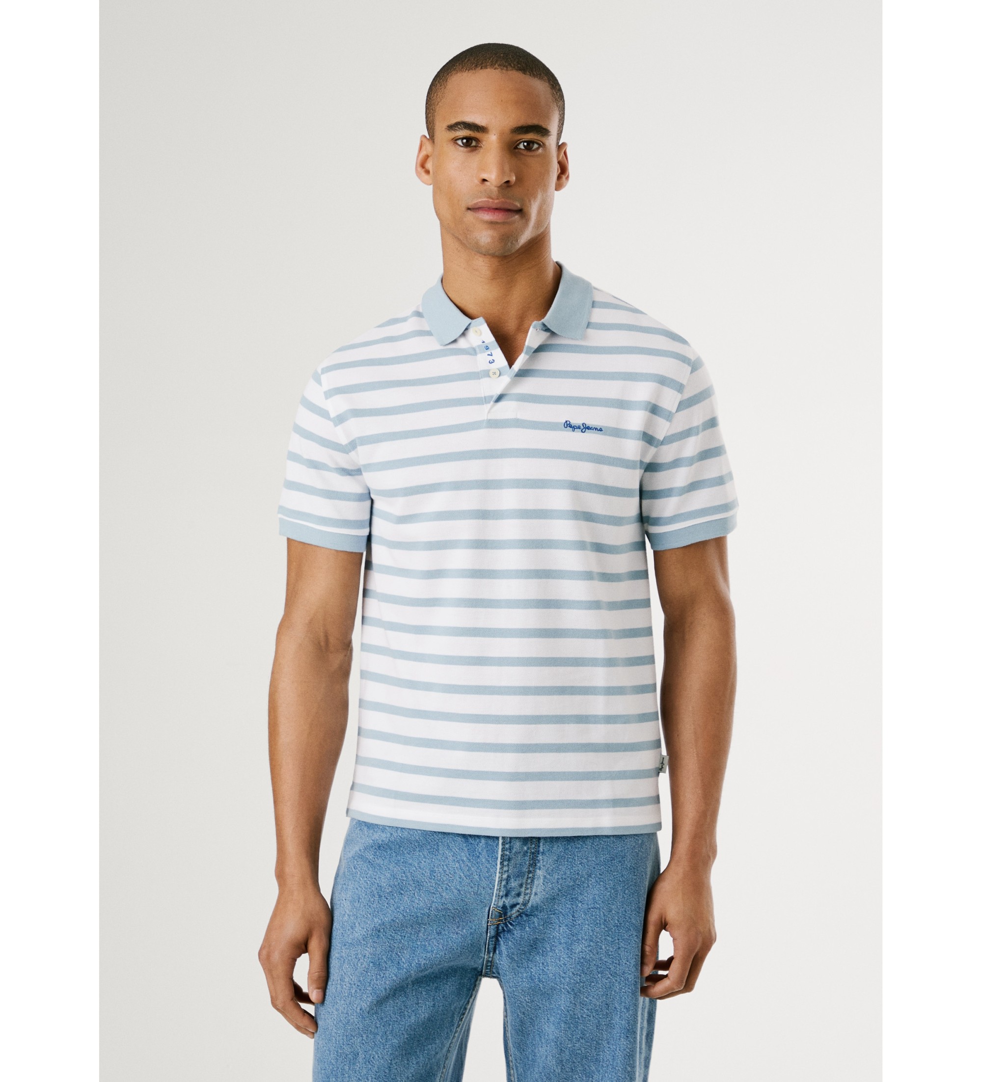 Pepe Jeans für Herren. PM542305 Polo River blau (S), Lässig, Baumwolle, Kurzarm