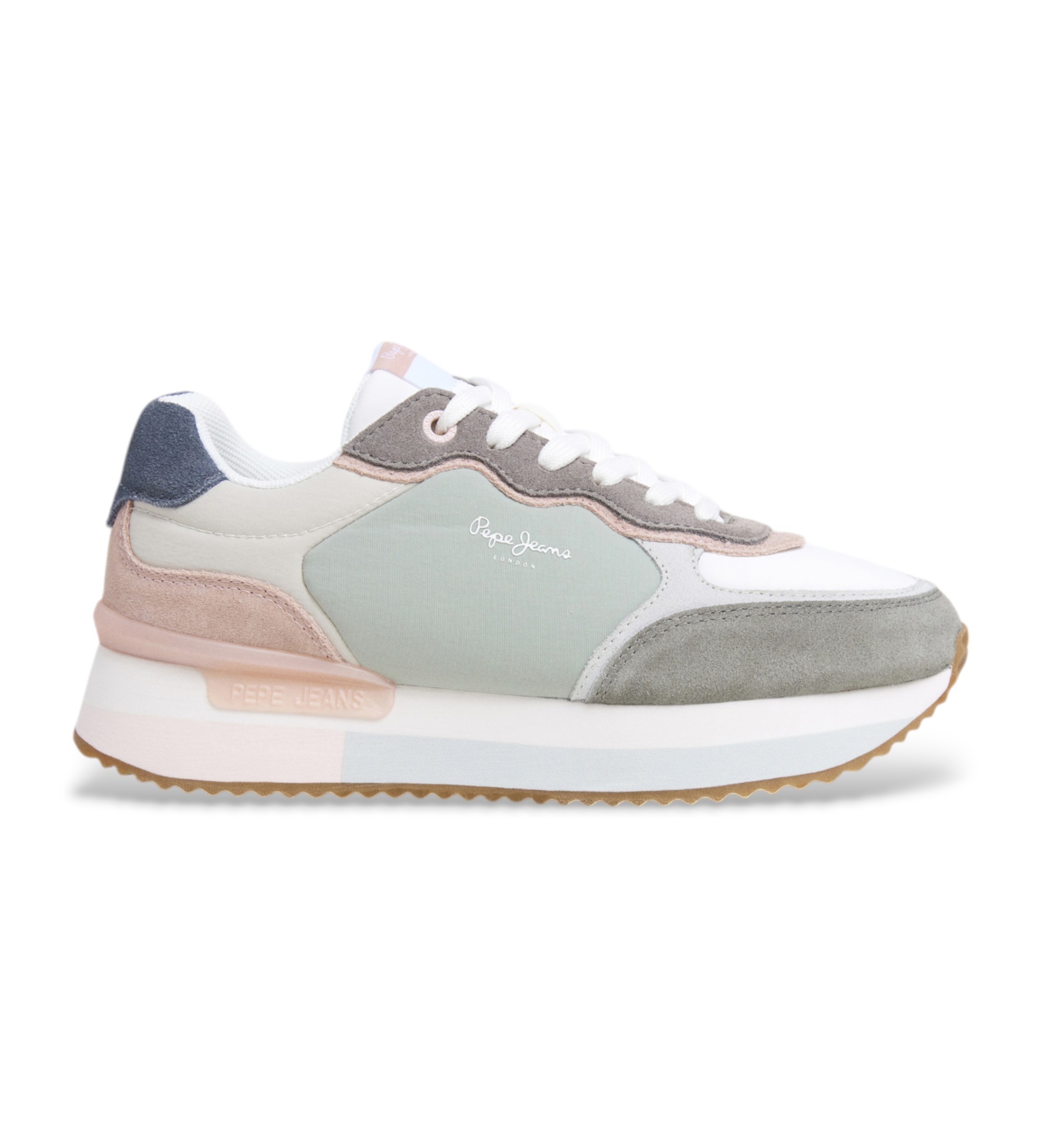 Pepe Jeans für Damen. PLS60034 Rusper Class grüne Lederschuhe (36), Wohnung, Wildleder, Schnürsenkel, Lässig