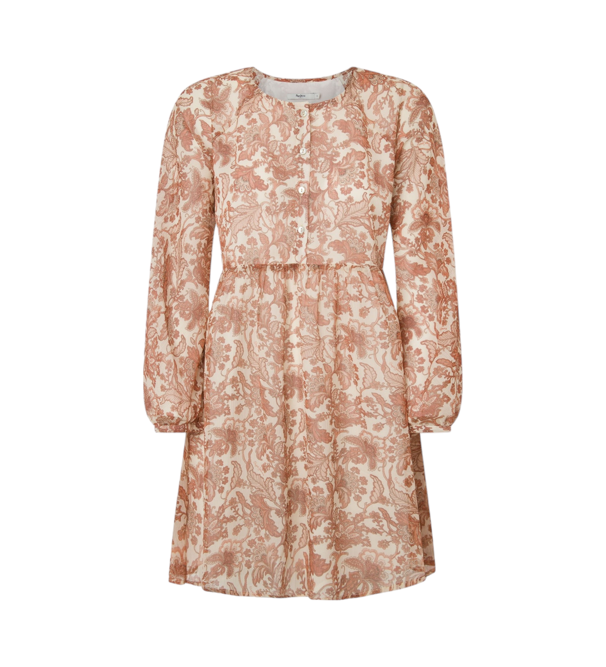 Pepe Jeans für Damen. PL953596 Sabella Kleid beige (M), Weiß, Lässig, Polyester, Langarm, Nackt