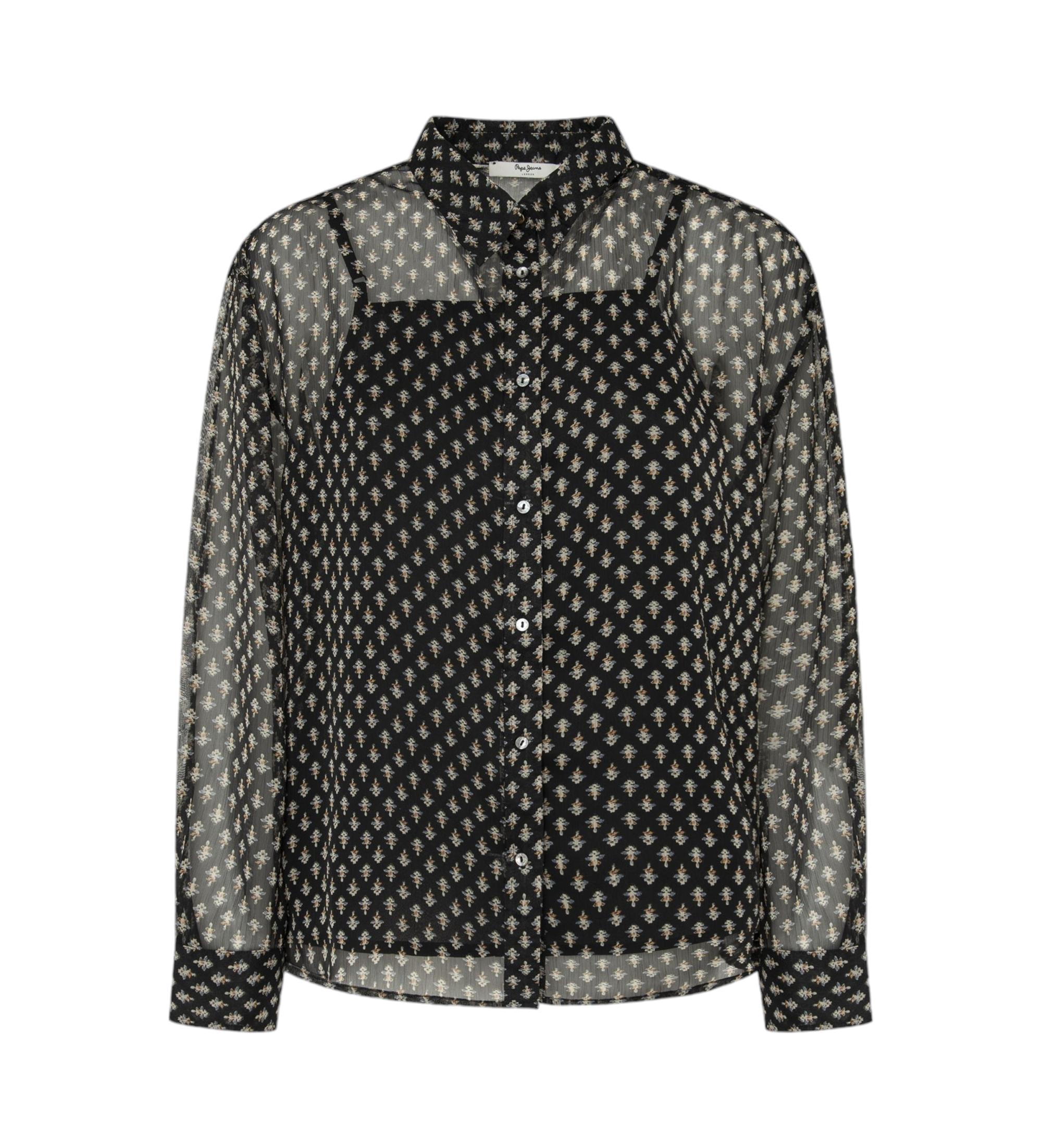 Pepe Jeansvoor vrouwen. PL304931 Samantha blouse zwart (S), Casual, Polyester, Lange mouwen