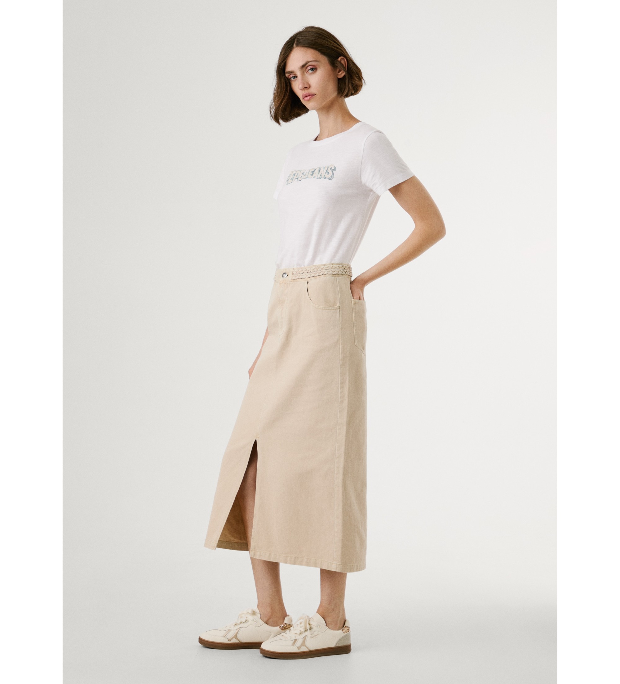 Pepe Jeans für Damen. PL9011884 Saura beige Rock (S), Lässig, Baumwolle