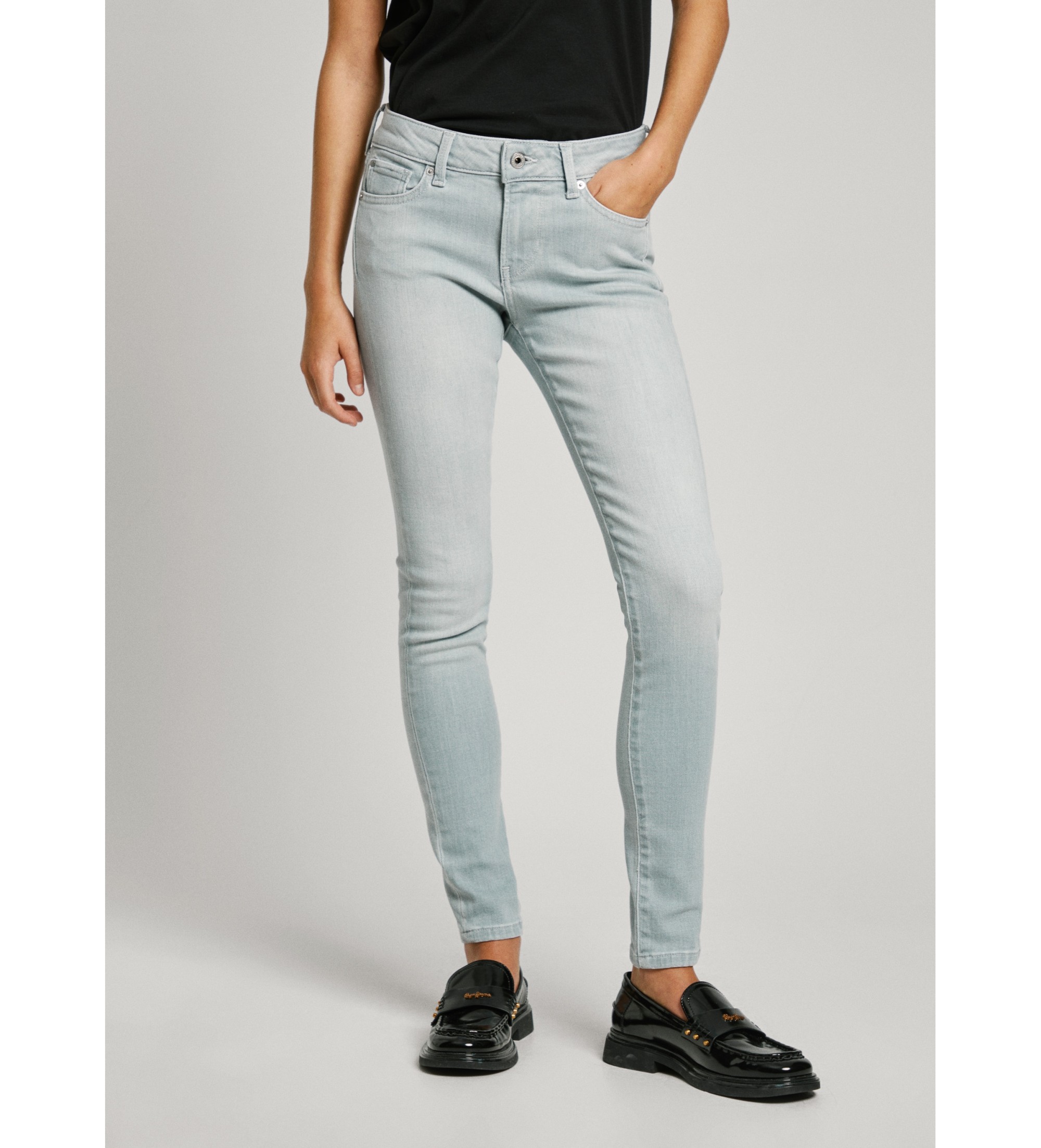 Pepe Jeans für Damen. PL204583UI7 Jeans im Skinny Fit Soho grau (27/32), Lässig, Baumwolle, Denim