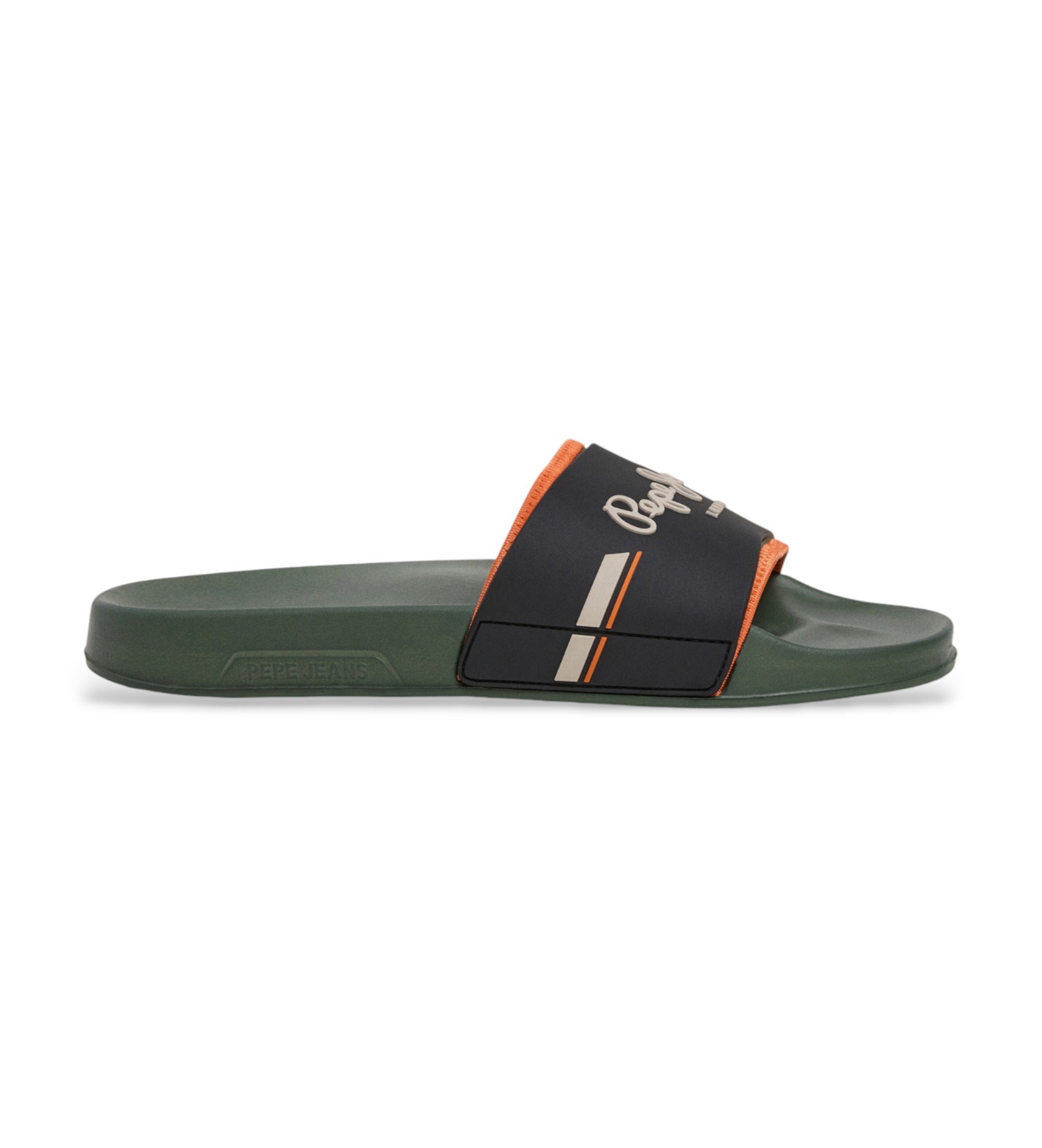 Pepe Jeans für Herren. PMS700019 Slider Glam grüne Flip Flops (43), Wohnung, Keine, Strandbekleidung