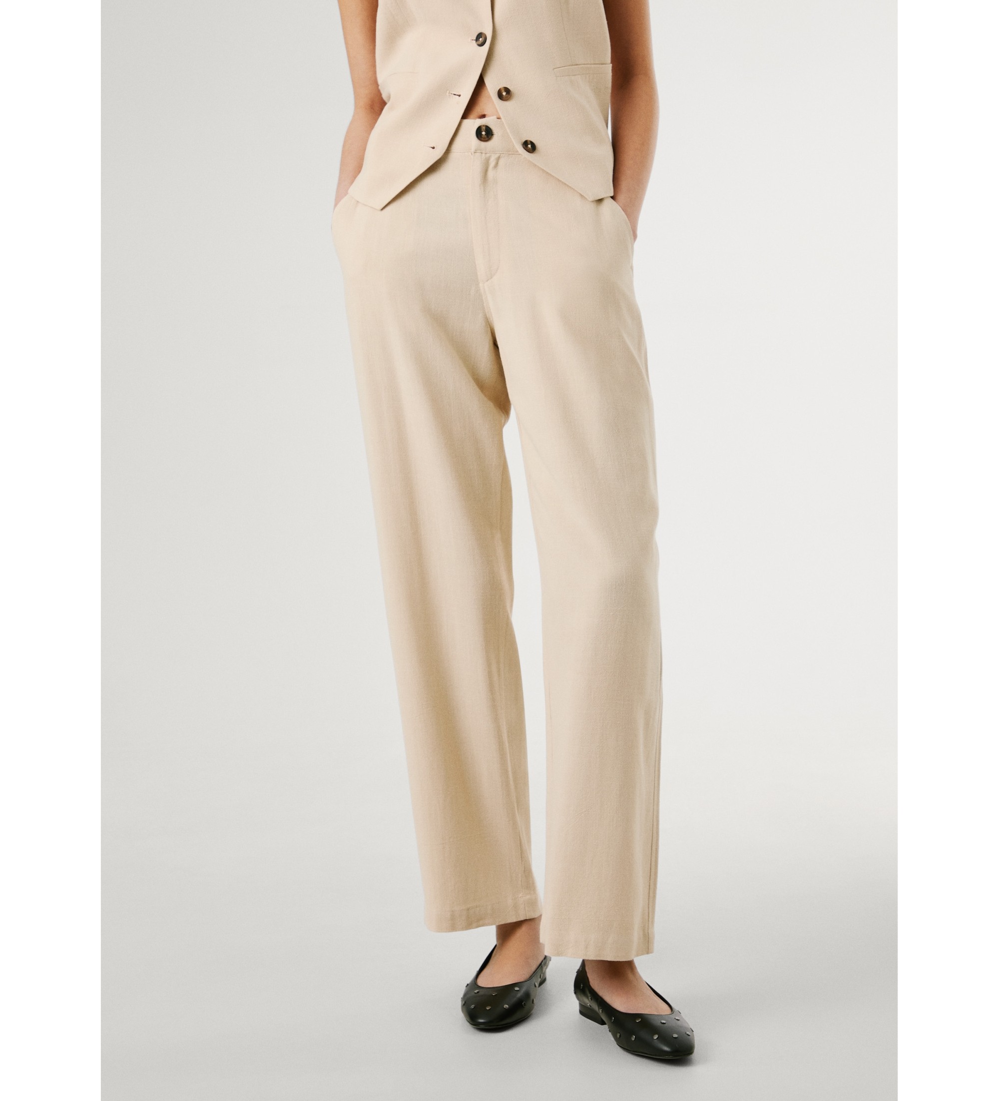 Pepe Jeans für Damen. PL211840 Stella beige Hose (L), Lässig, Viskose