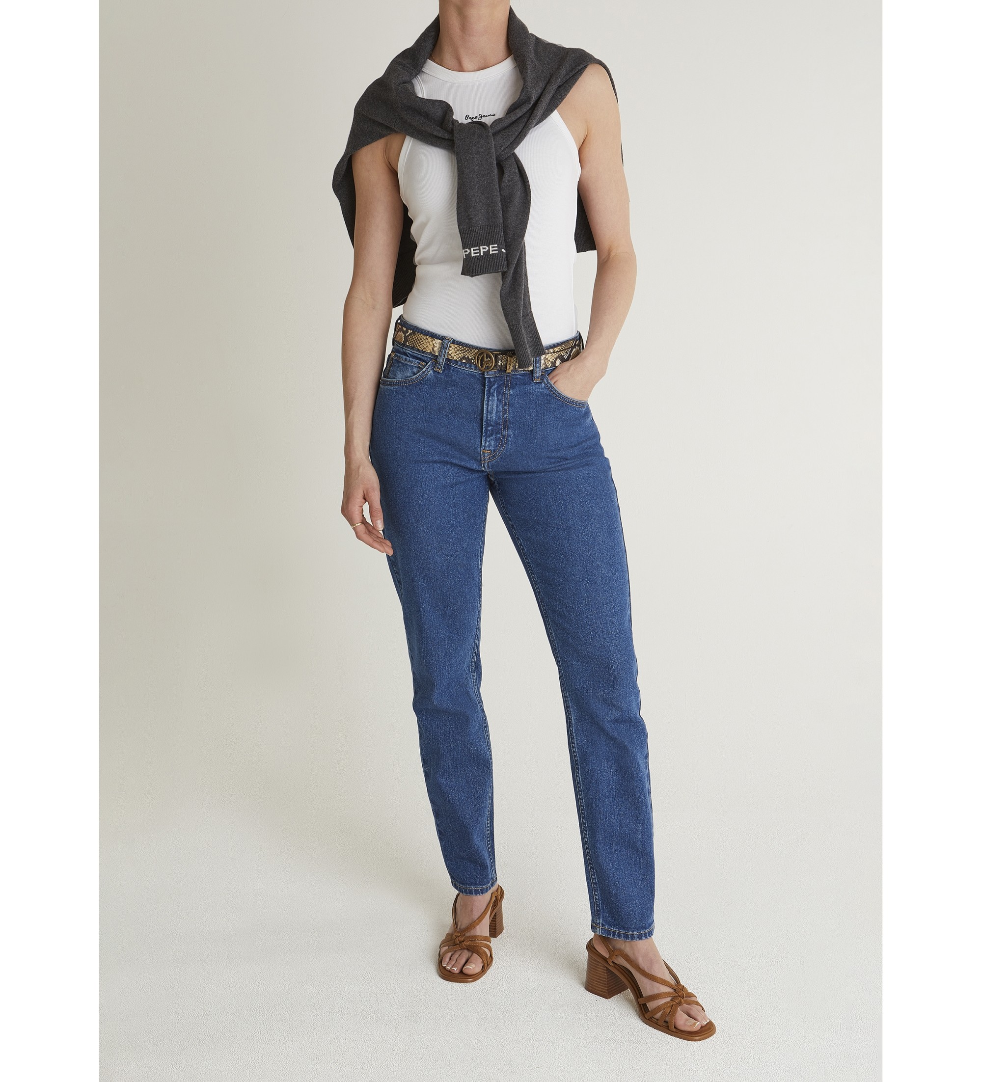 Pepe Jeans für Damen. PL20459184CB Jeans Tapered Violett Blau (24/30), Lässig, Baumwolle, Denim