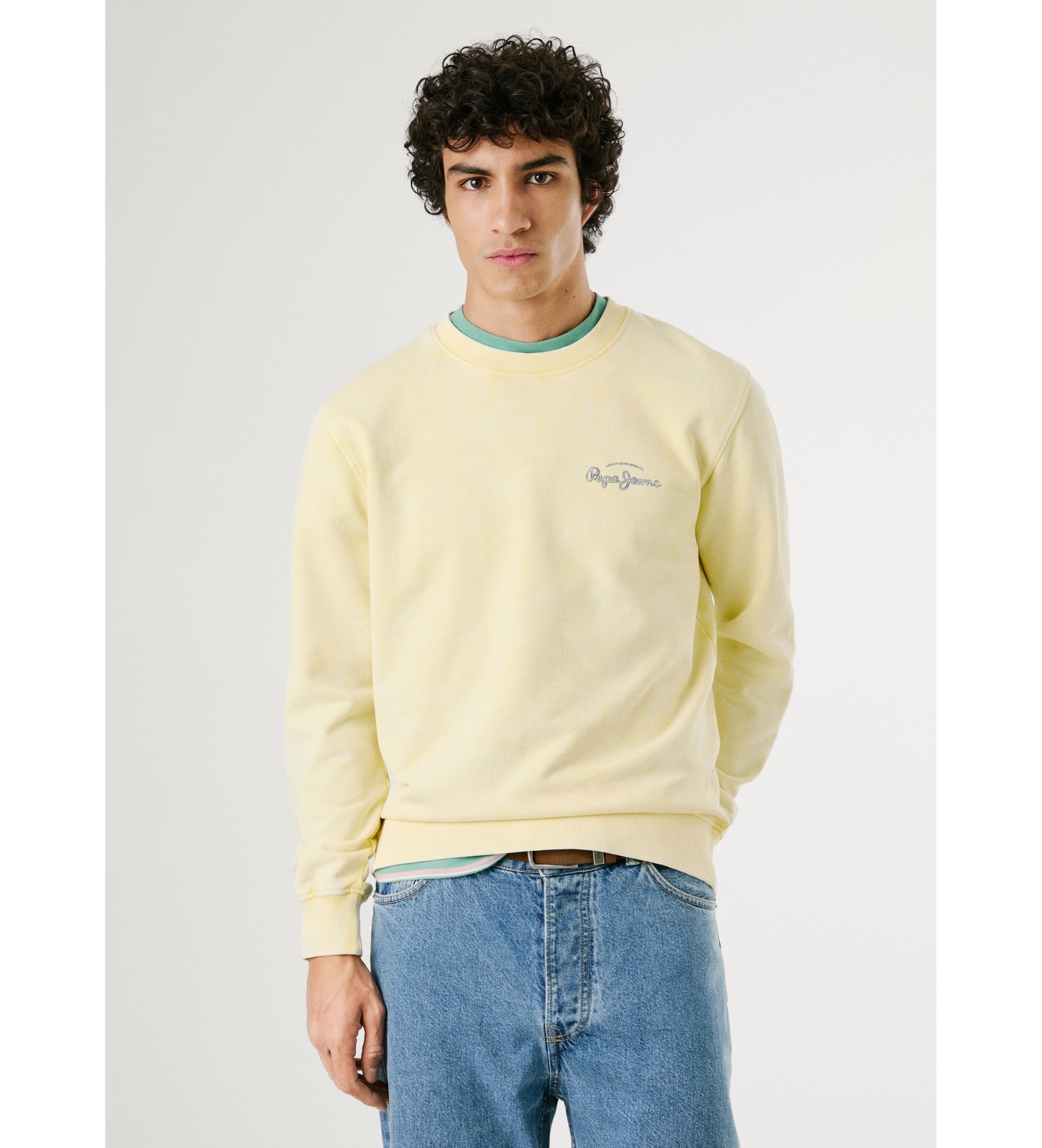 Pepe Jeans für Herren. PM582918 Sweatshirt Terrel gelb (M), Lässig, Baumwolle, Langarm