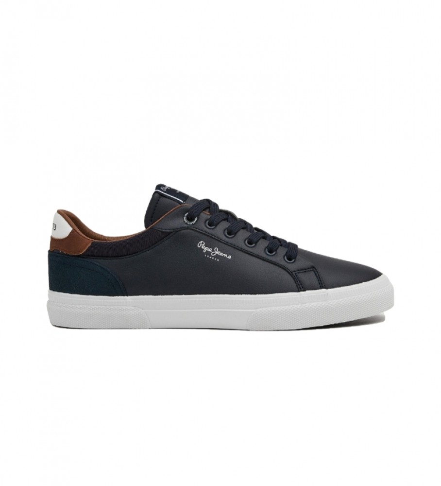 Pepe Jeans für Herren. PMS30839 Court De Kenton marineblaue Lederturnschuhe (46), Wohnung, Schnürsenkel, Lässig