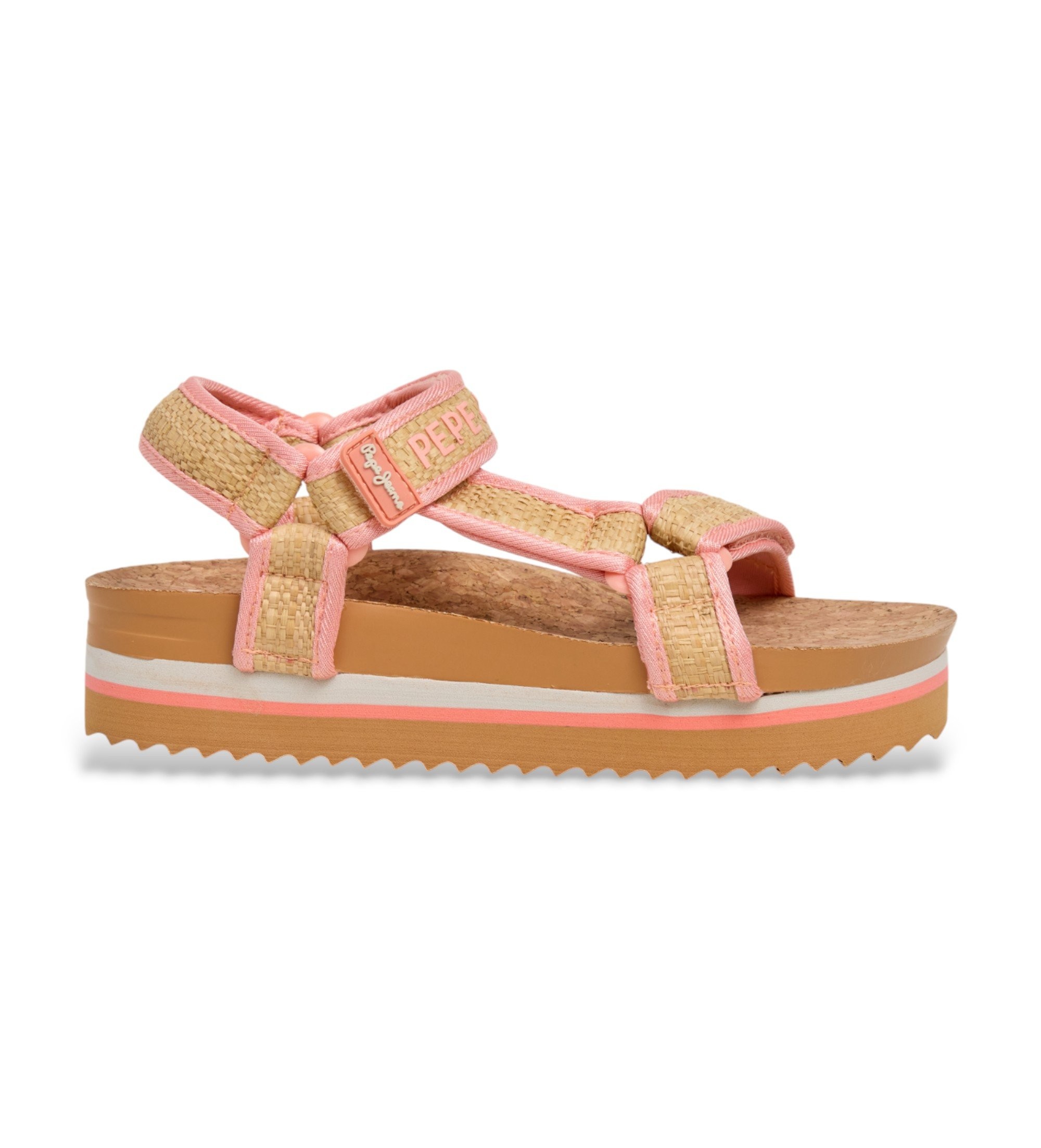 Pepe Jeans für Damen. PLS900027 Unber orangefarbene Sandalen (36), 3 bis 5 cm, Klettverschluss, Lässig