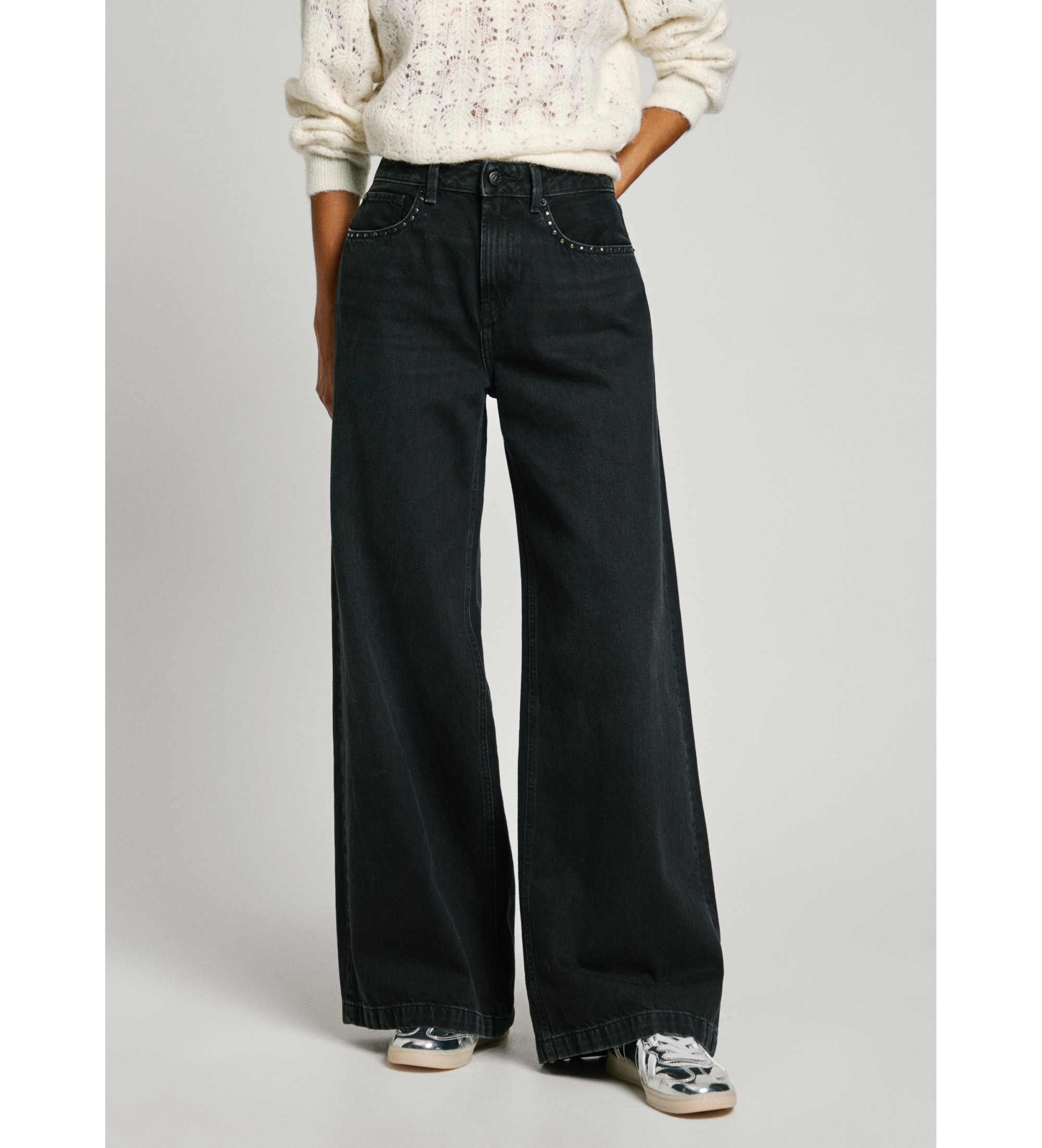 Pepe Jeans für Damen. PL204889 Jeans mit weiter Passform und mittlerer Leibhöhe schwarz (24/30), Lässig, Baumwolle, Denim, Nachhaltig