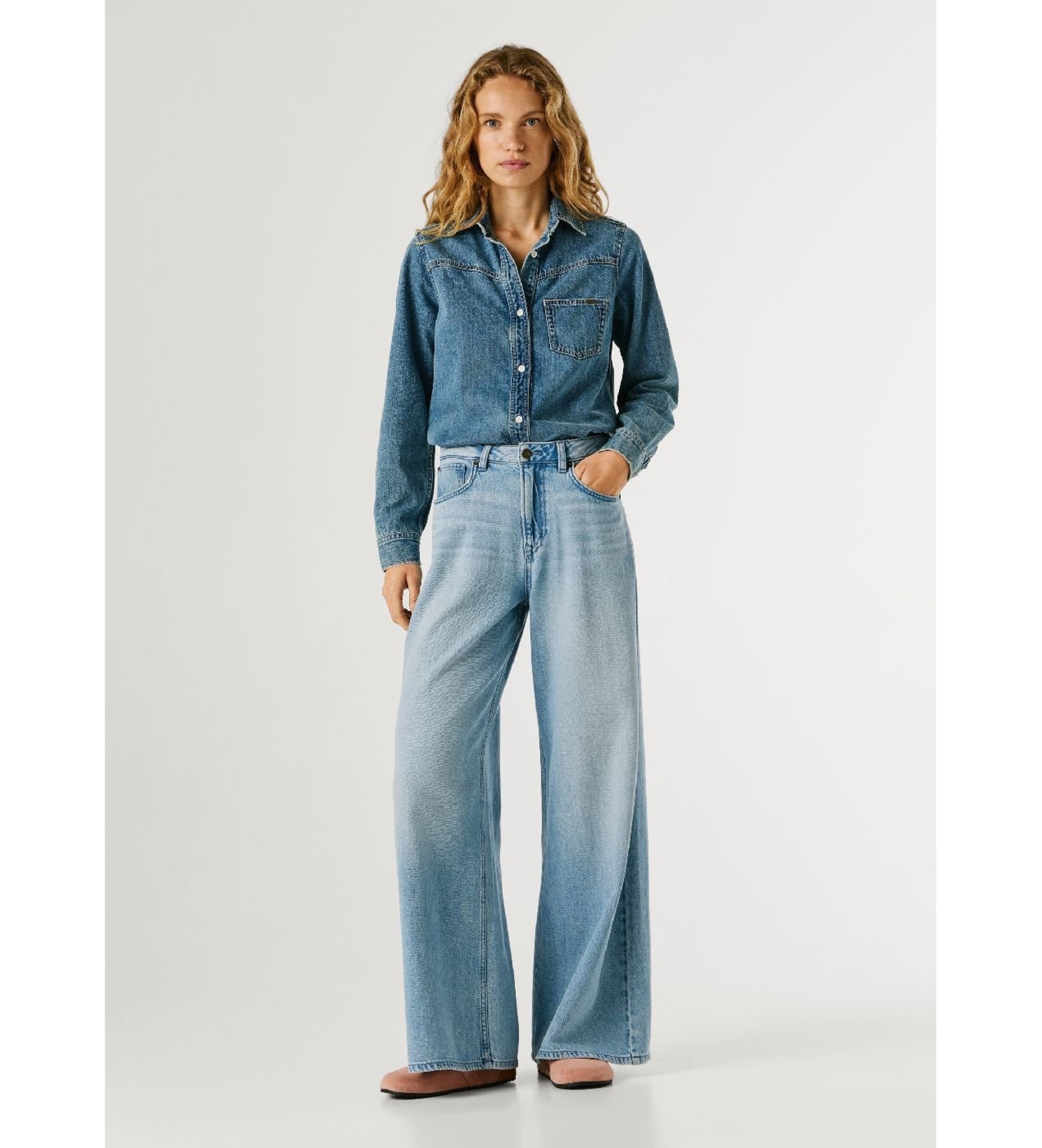 Pepe Jeansvoor vrouwen. PL20474042W0 Wide leg jeans Uhw Jaimy blauw (27/34), Casual, Katoen, Denim