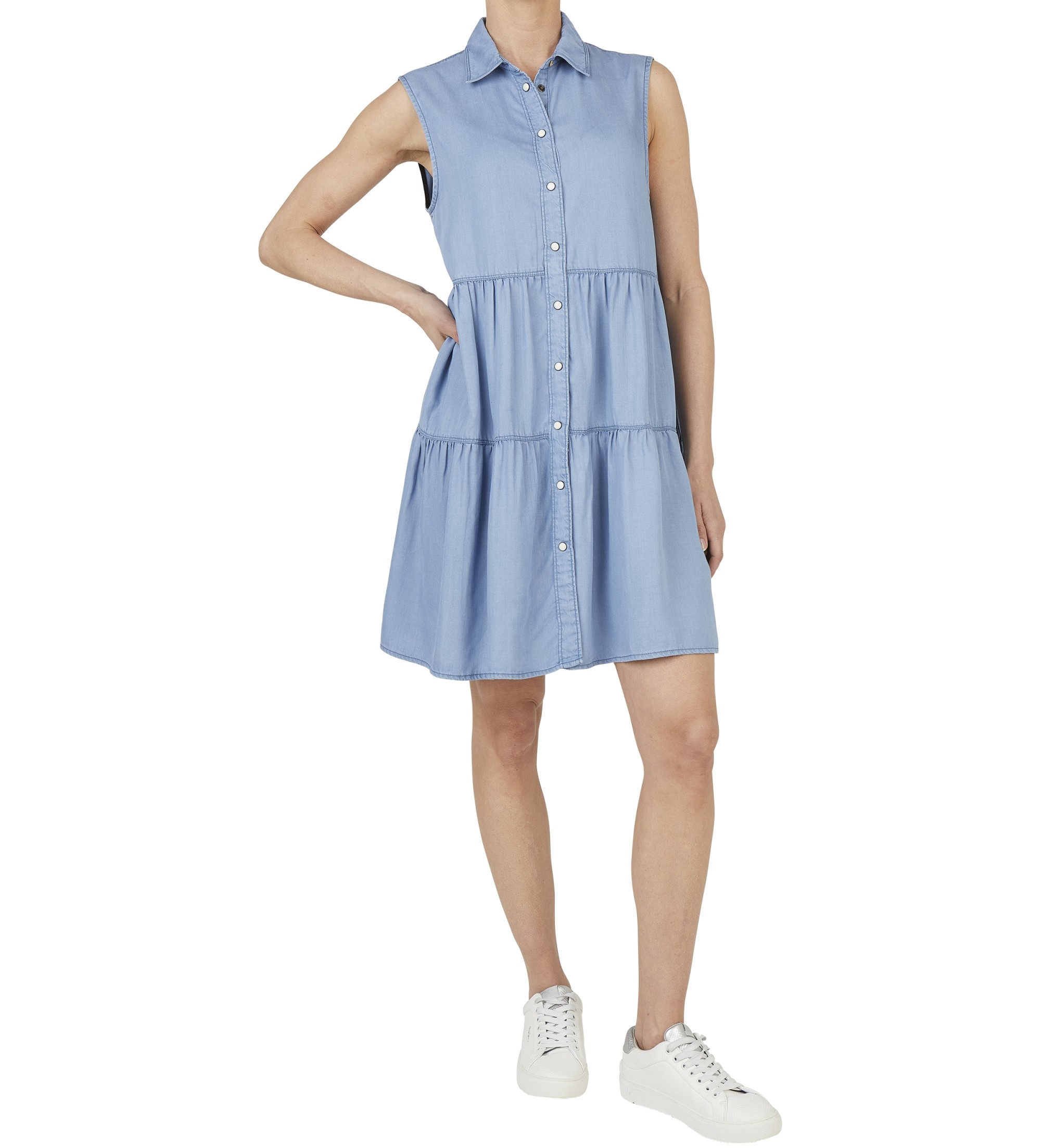 Pepe Jeans für Damen. PL953719PG9 Arya Kleid blau (S), Lässig, Kurzarm, Lyocell, Nachhaltig
