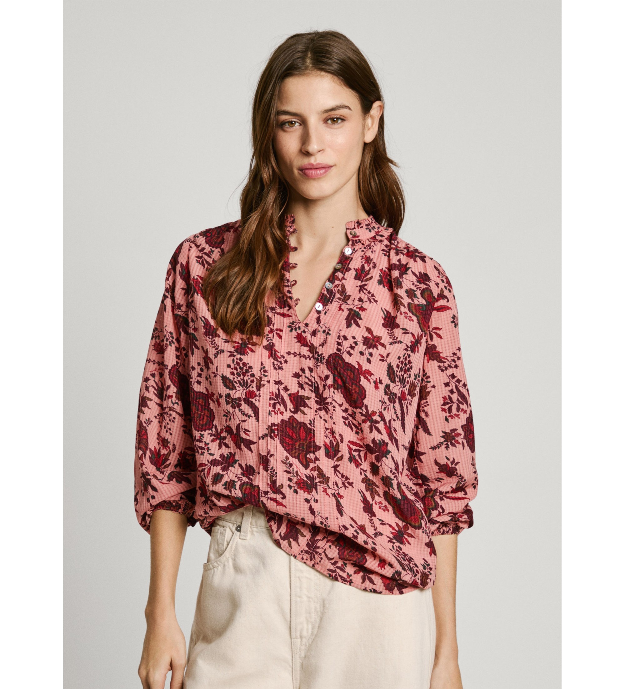 Pepe Jeans für Damen. PL304999 Bella Bluse rosa (S), Lässig, Viskose, Langarm