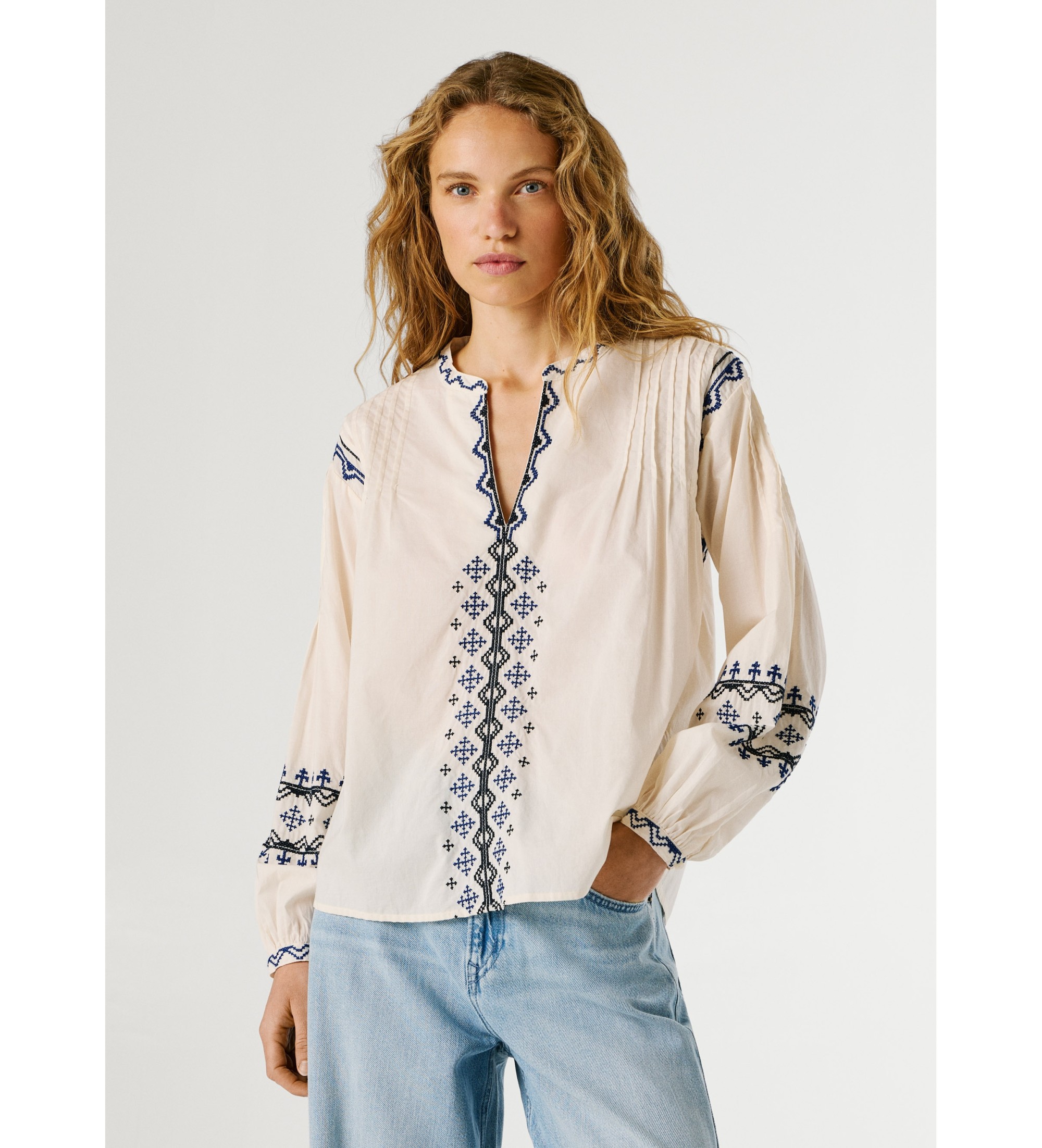 Pepe Jeansvoor vrouwen. PL3051411 Blouse Bernis gebroken wit (S), Casual, Katoen, Lange mouwen