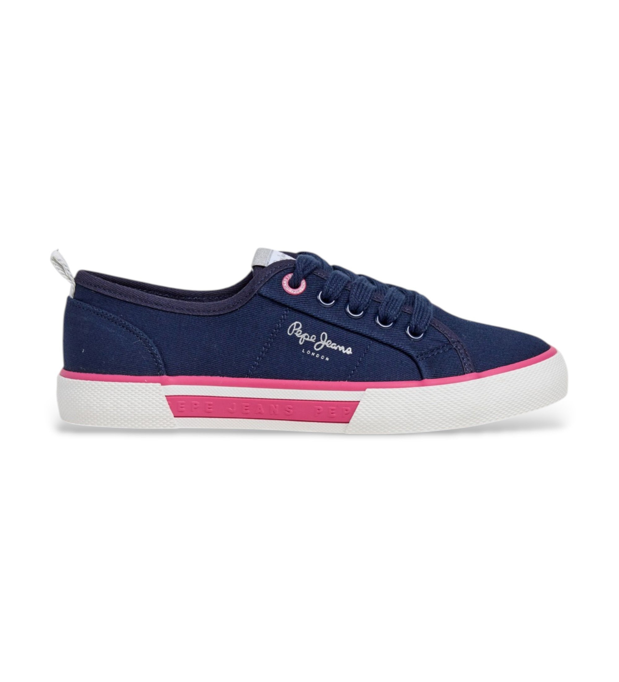 Pepe Jeans für Frauen/Mädchen. PGS300010 Brady Club Schuhe navy (35), Stoff, Wohnung, Schnürsenkel, Lässig, Marine, Kinderbekleidung