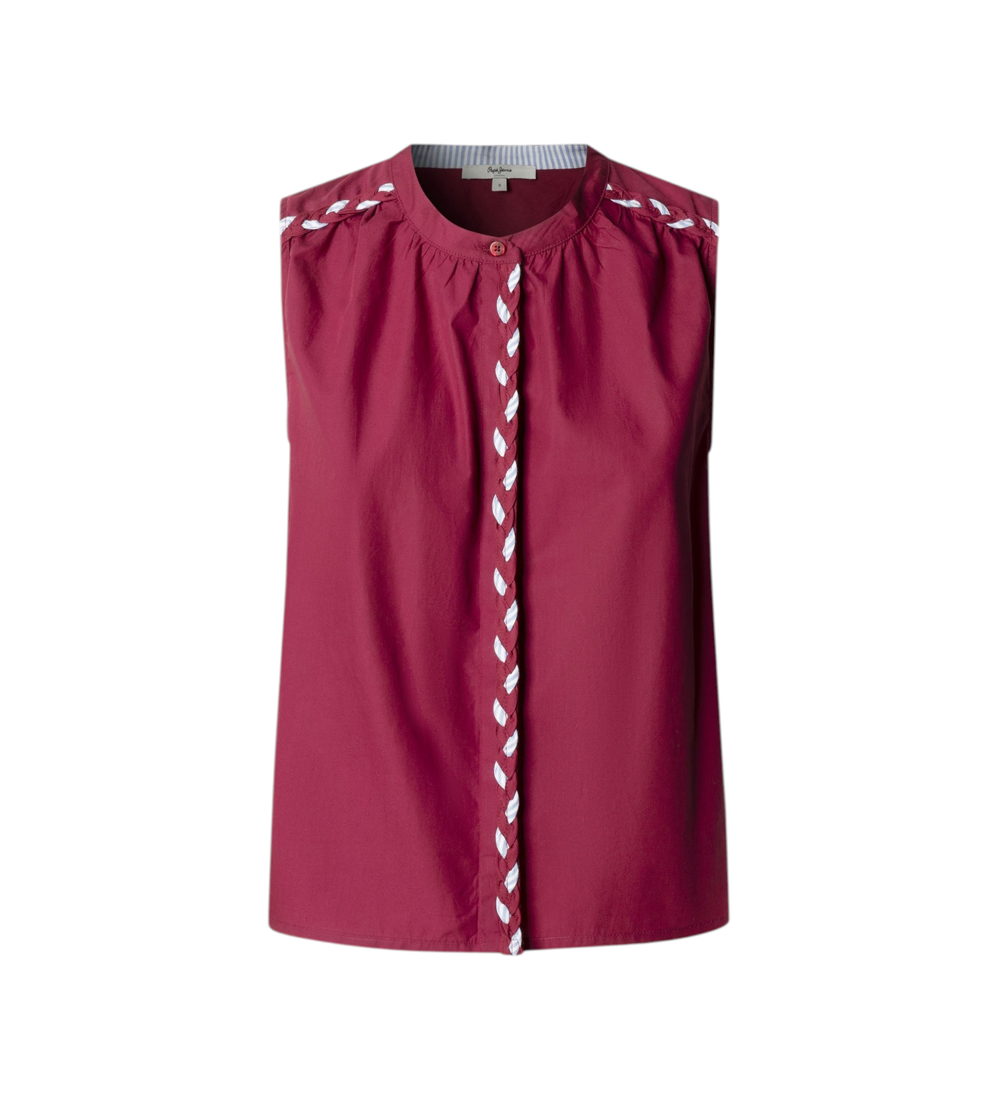 Pepe Jeansvoor vrouwen. PL3051390 Blouse Brita kastanjebruin (XL), Casual, Granaatappel, Katoen, Mouwloos / spaghettibandjes