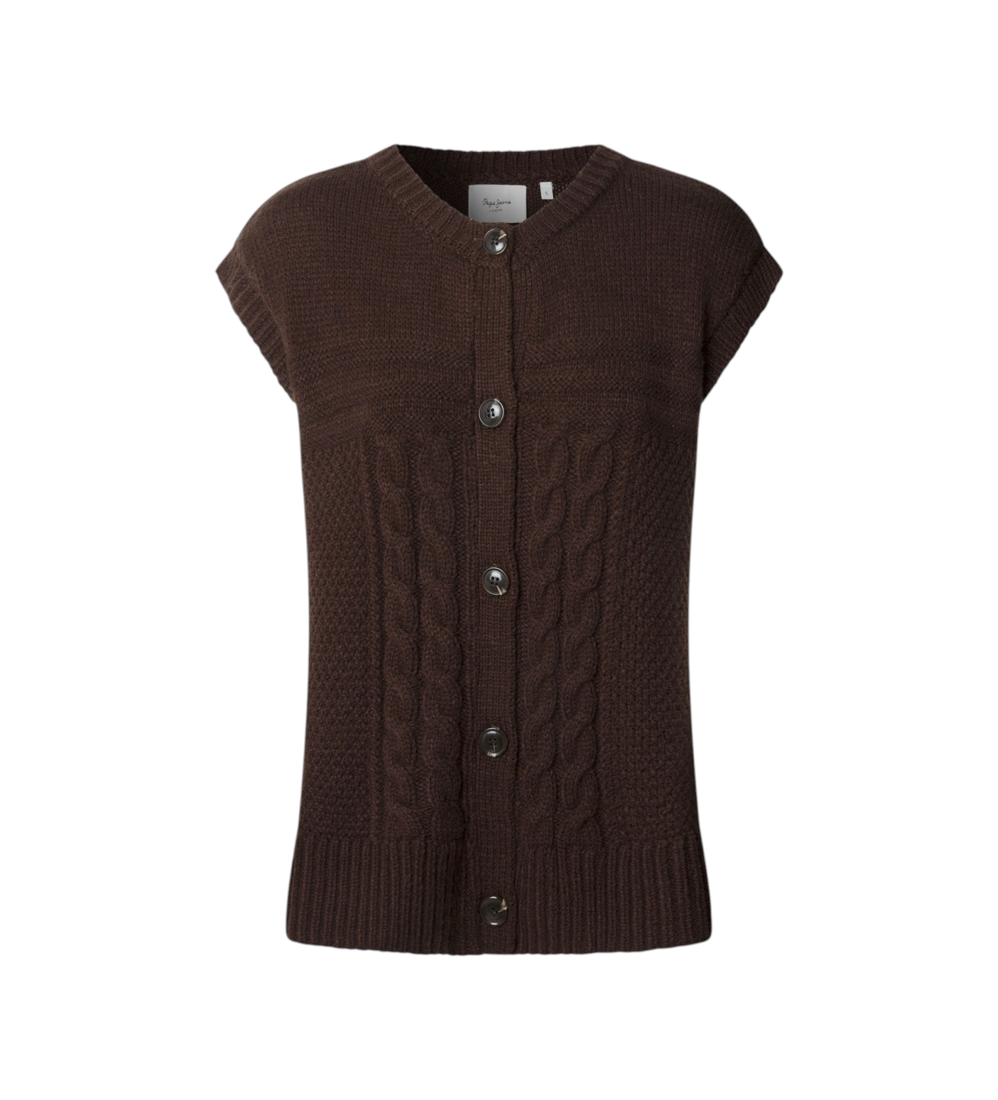 Pepe Jeans für Damen. PL7000052 Weste Caresse braun (L), Lässig, Klassisch, Polyester, Kurzarm