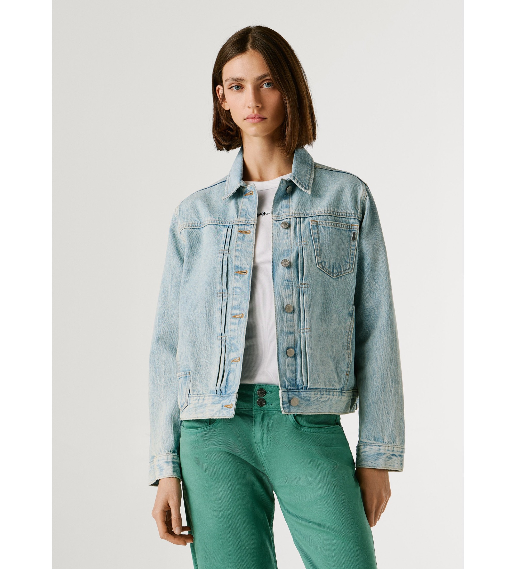 Pepe Jeansvoor vrouwen. PL40244632V1 Blauw Regular-jasje (S), Casual, Katoen, Denim