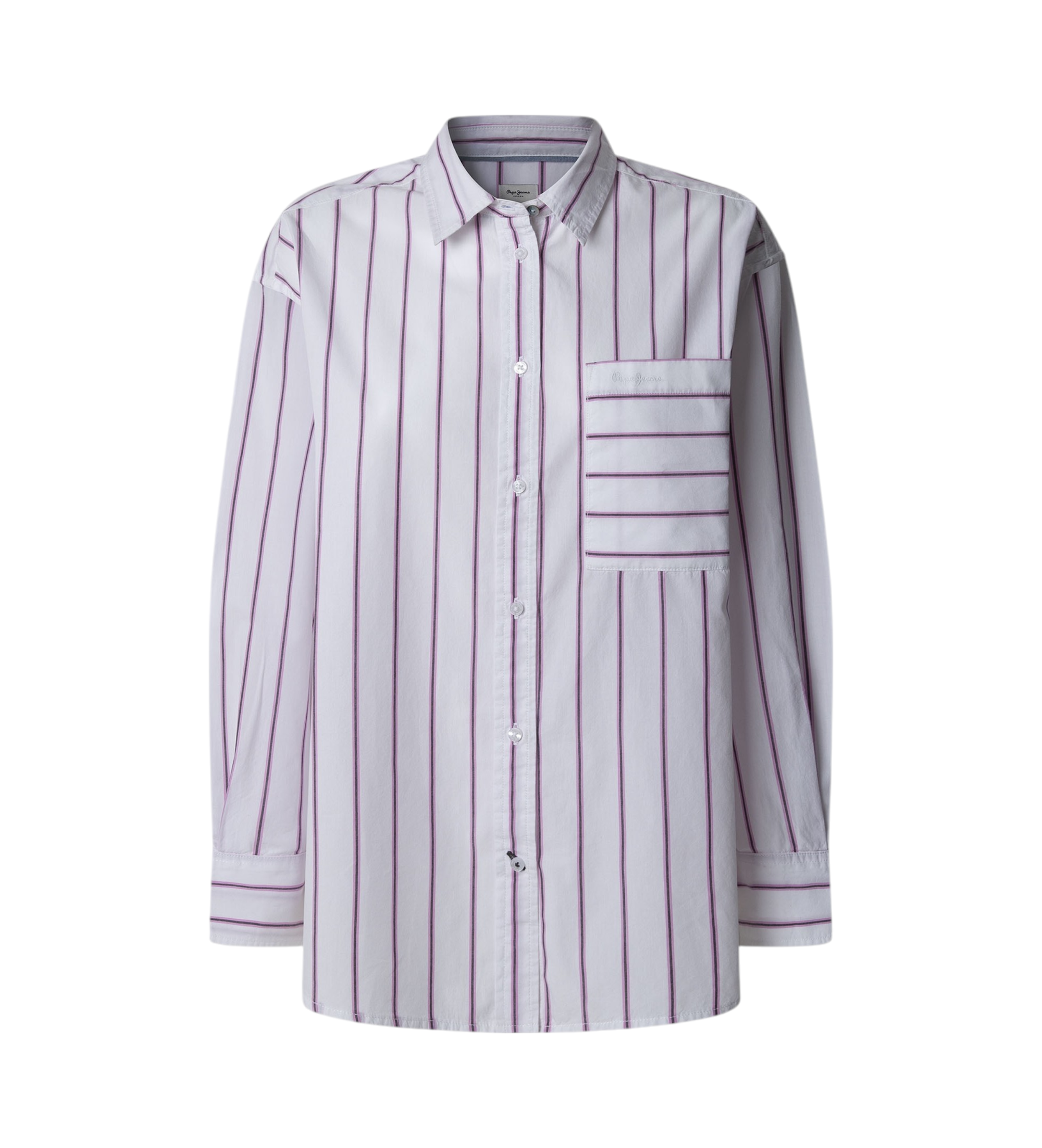 Pepe Jeans für Damen. PL305004 Hemd Kirsche weiß (M), Lässig, Baumwolle, Langarm