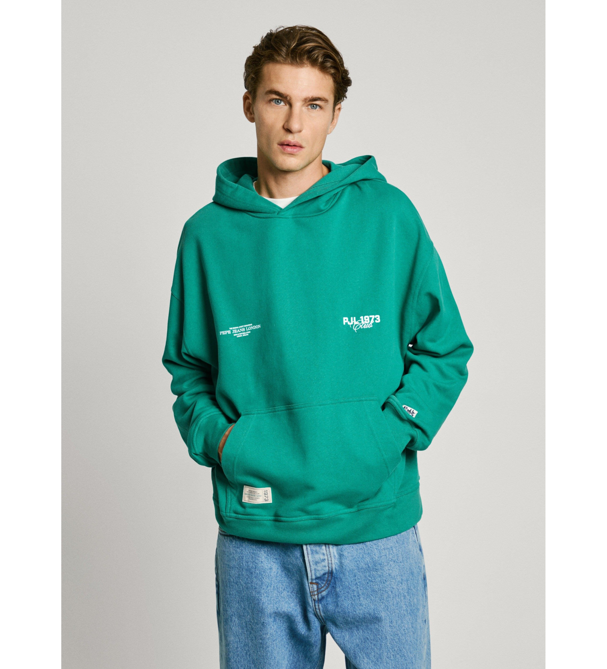 Pepe Jeans für Herren. PM582846 Colville Sweatshirt grün (L), Lässig, Baumwolle, Nachhaltig