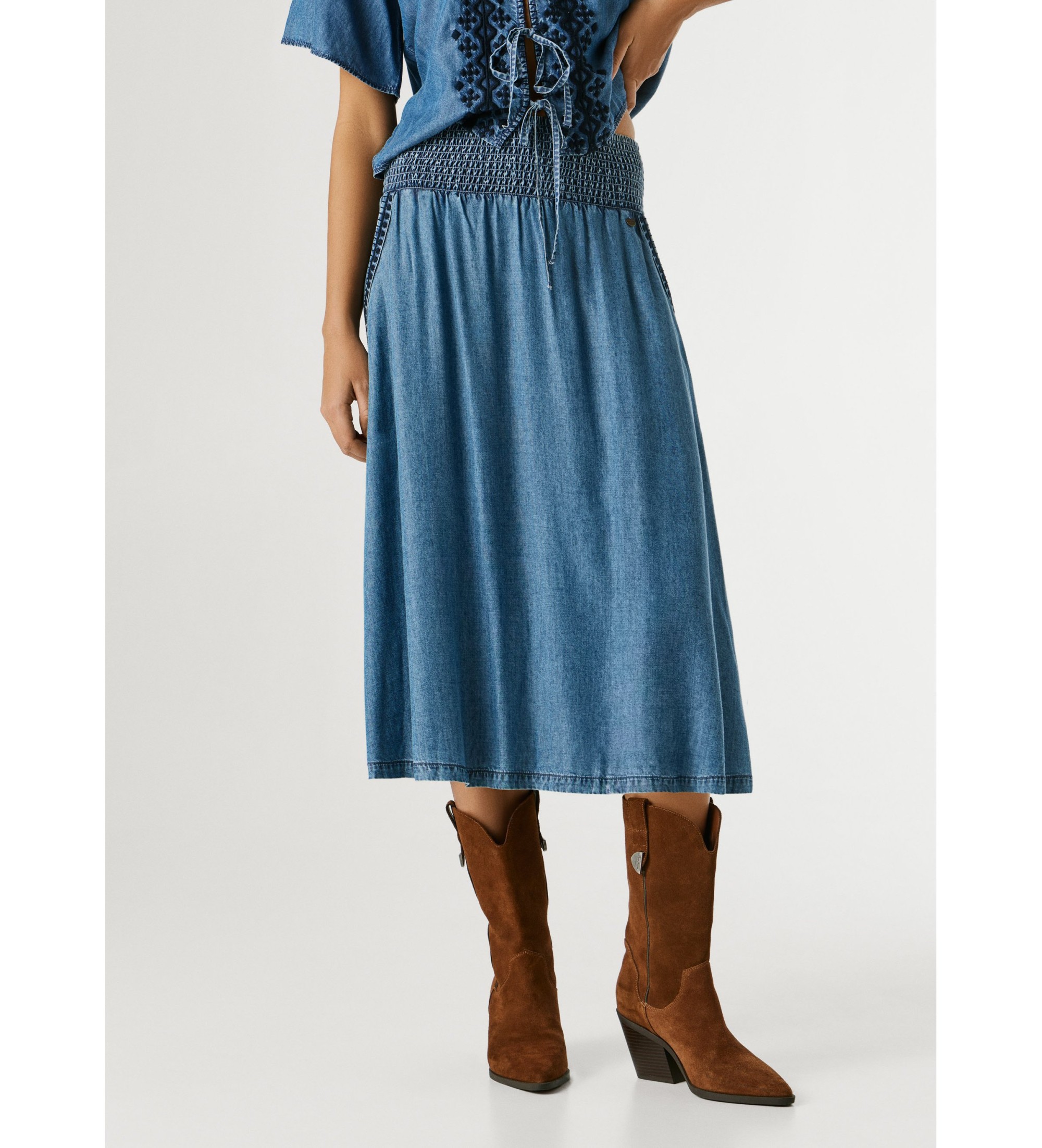 Pepe Jeansvoor vrouwen. PL9011907 Rok Corina blauw (XL), Casual, Lyocell