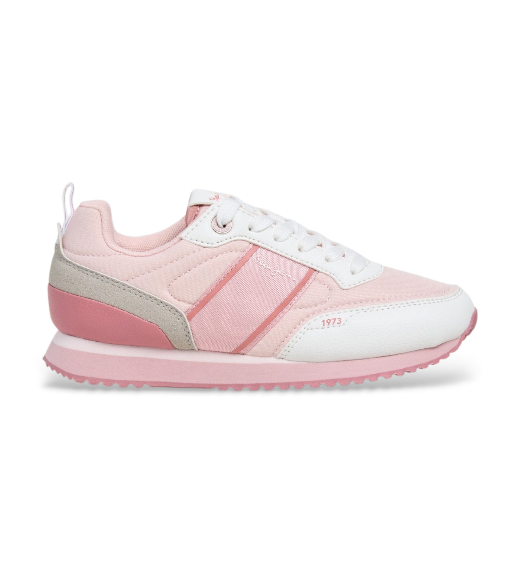 Pepe Jeans für Frauen/Mädchen. PGS400009 Dublin Sweet Sneakers weiß (35), Stoff, Wohnung, Schnürsenkel, Lässig, Rosa, Kinderbekleidung