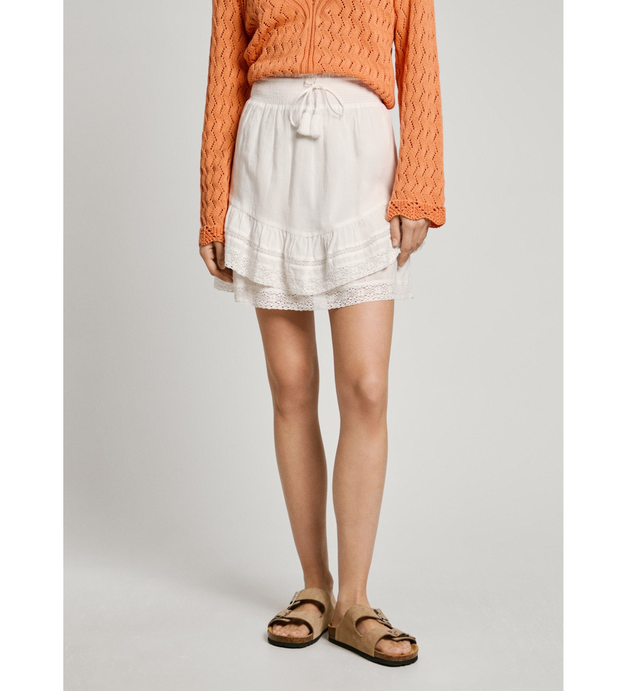 Pepe Jeans für Damen. PL901188 Elena kurzer Rock (XS), Weiß, Lässig, Baumwolle