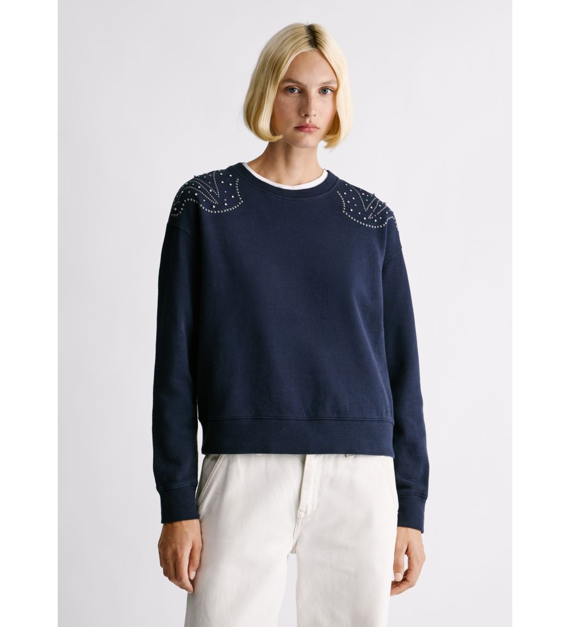 Pepe Jeans für Damen. PL5800027 Ellis navy Sweatshirt (M), Lässig, Baumwolle, Marine