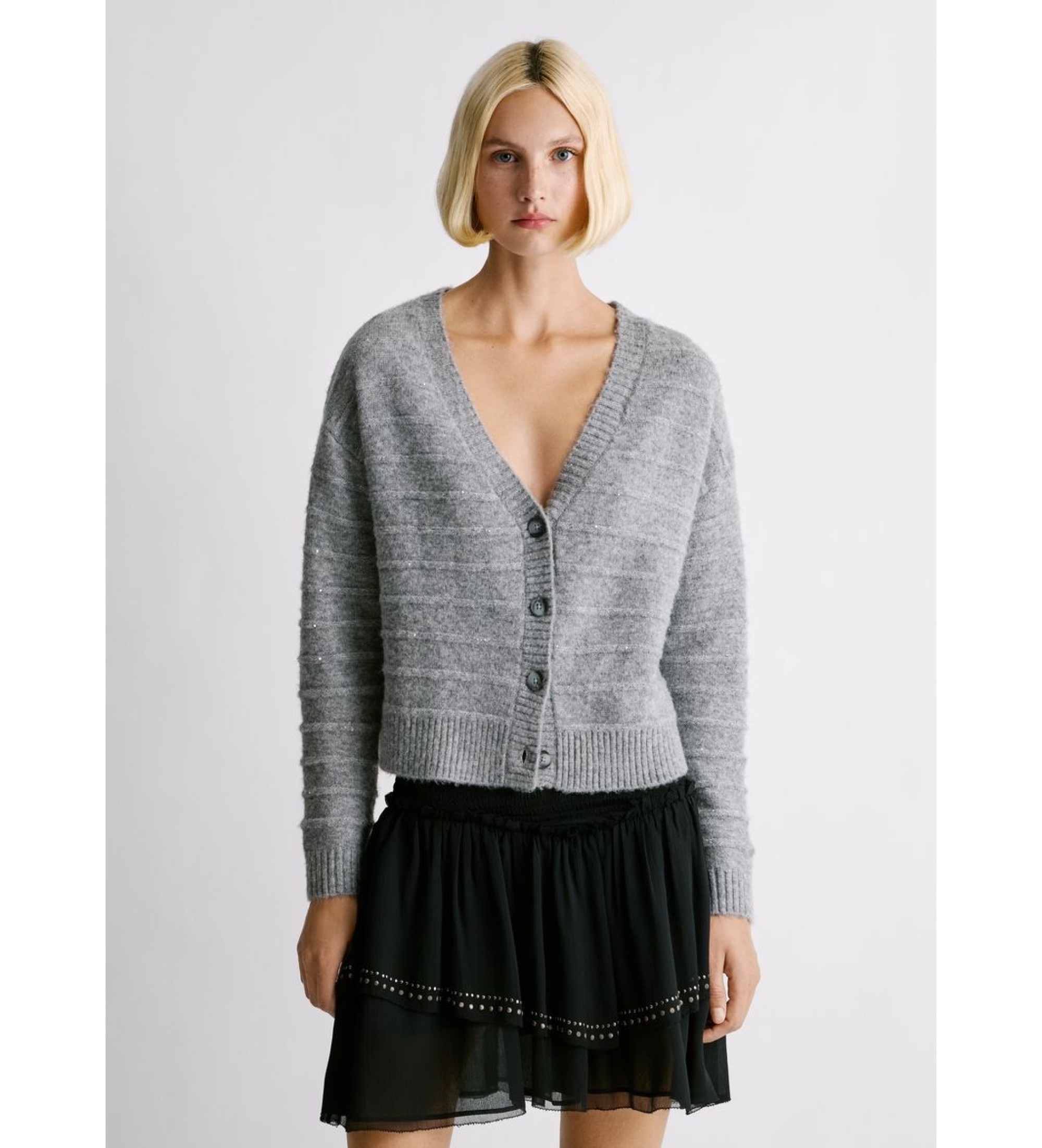Pepe Jeans für Damen. PL7000067 Cardigan Emma grau (L), Lässig, Polyester, Langarm