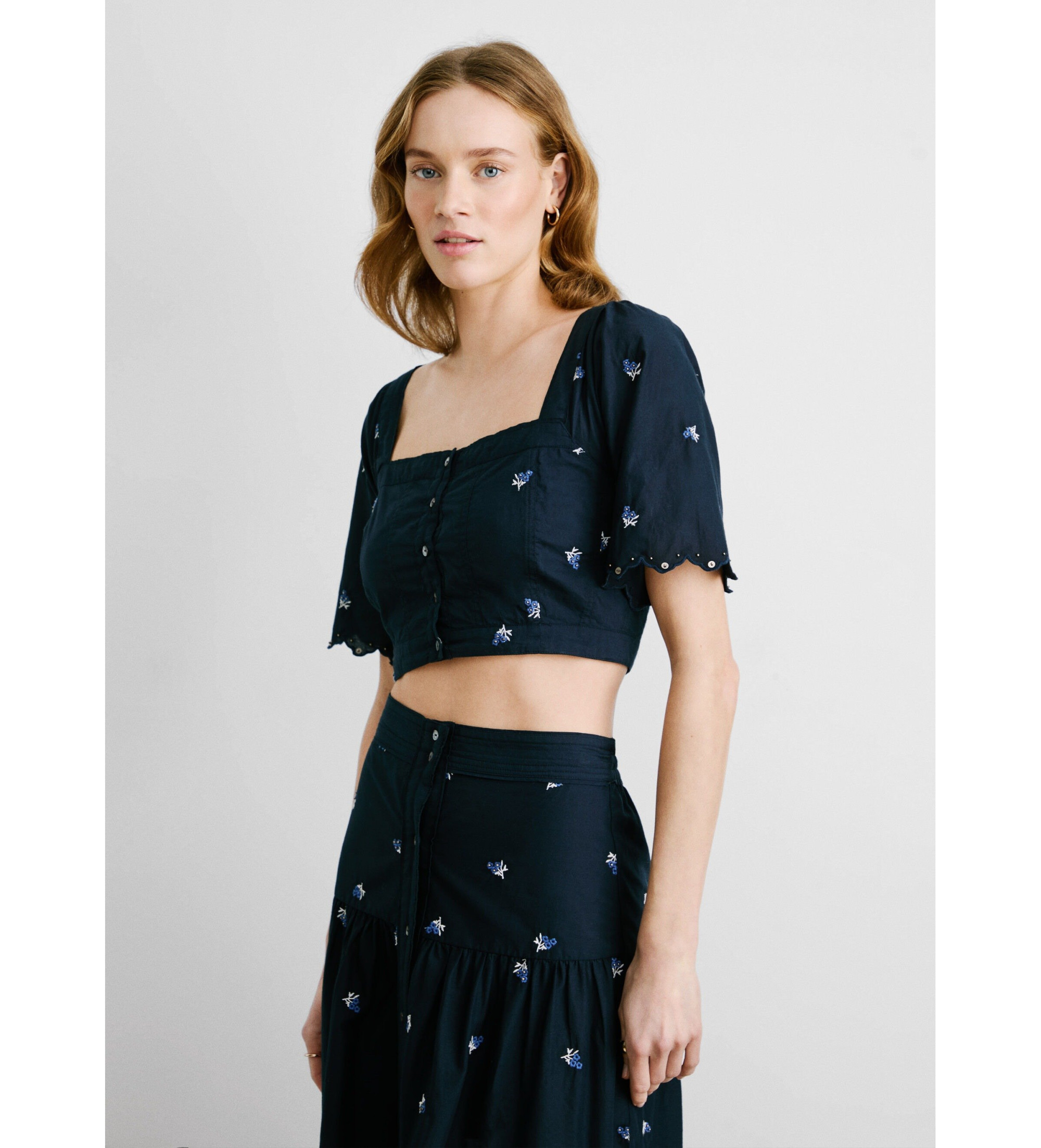 Pepe Jeans für Damen. PL305045 Top Meeresenergie (S), Lässig, Baumwolle, Kurzarm, Marine