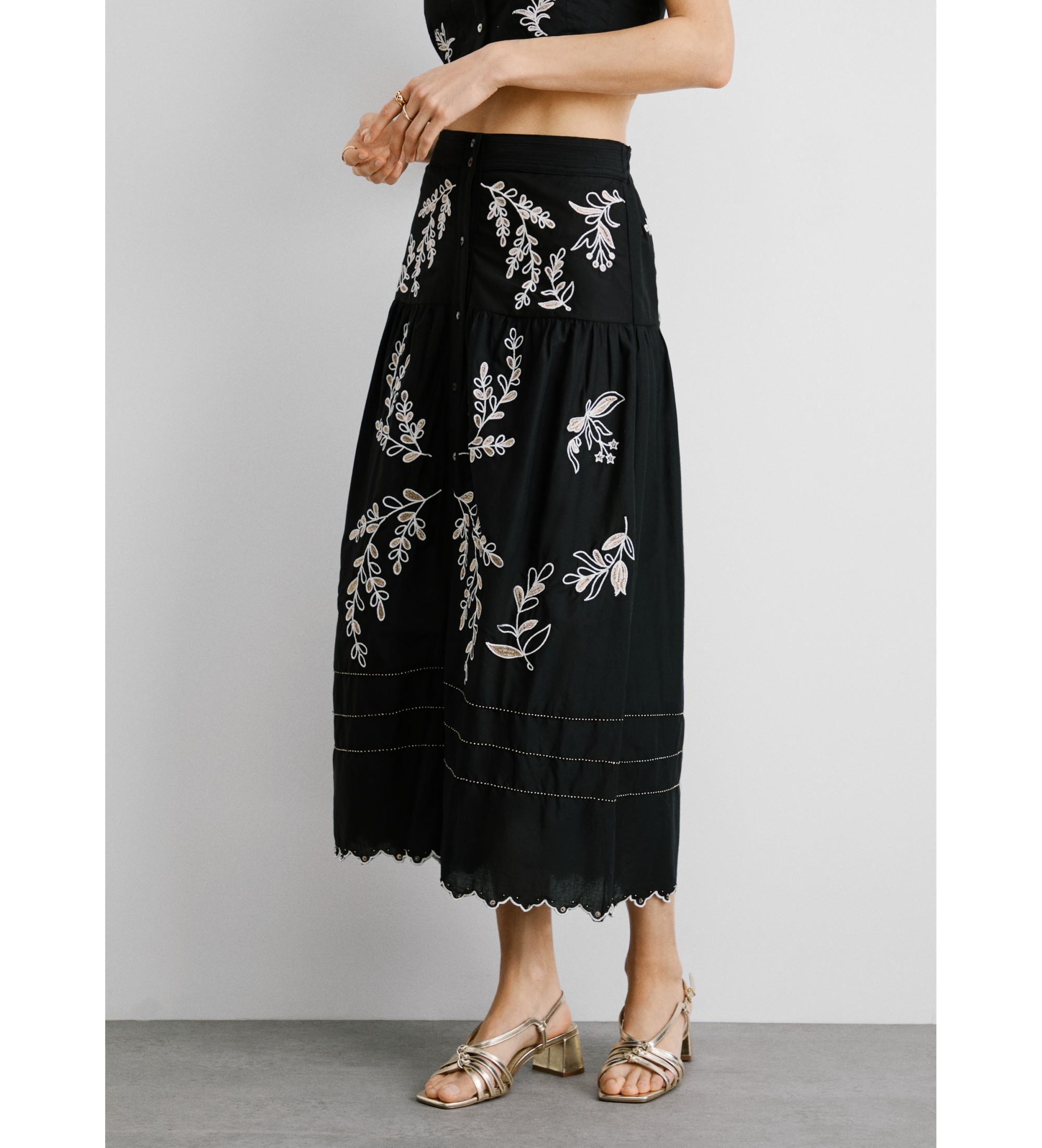 Pepe Jeans für Damen. PL901216 Midirock Epsom schwarz (M), Lässig, Baumwolle