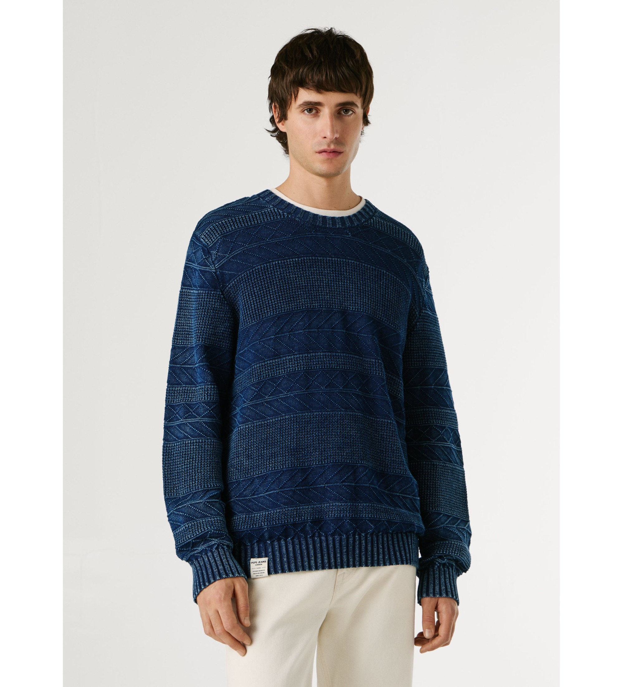 Pepe Jeans für Herren. PM7000064 Farris marineblauer Pullover (S), Lässig, Baumwolle