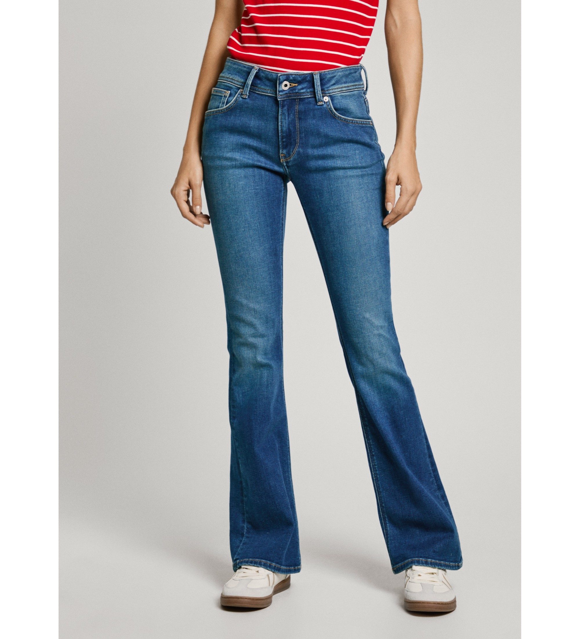 Pepe Jeans für Damen. PL204736IA0 Pimlico Jeans mit Schlaghose blau (31/32), Lässig, Baumwolle, Denim, Nachhaltig