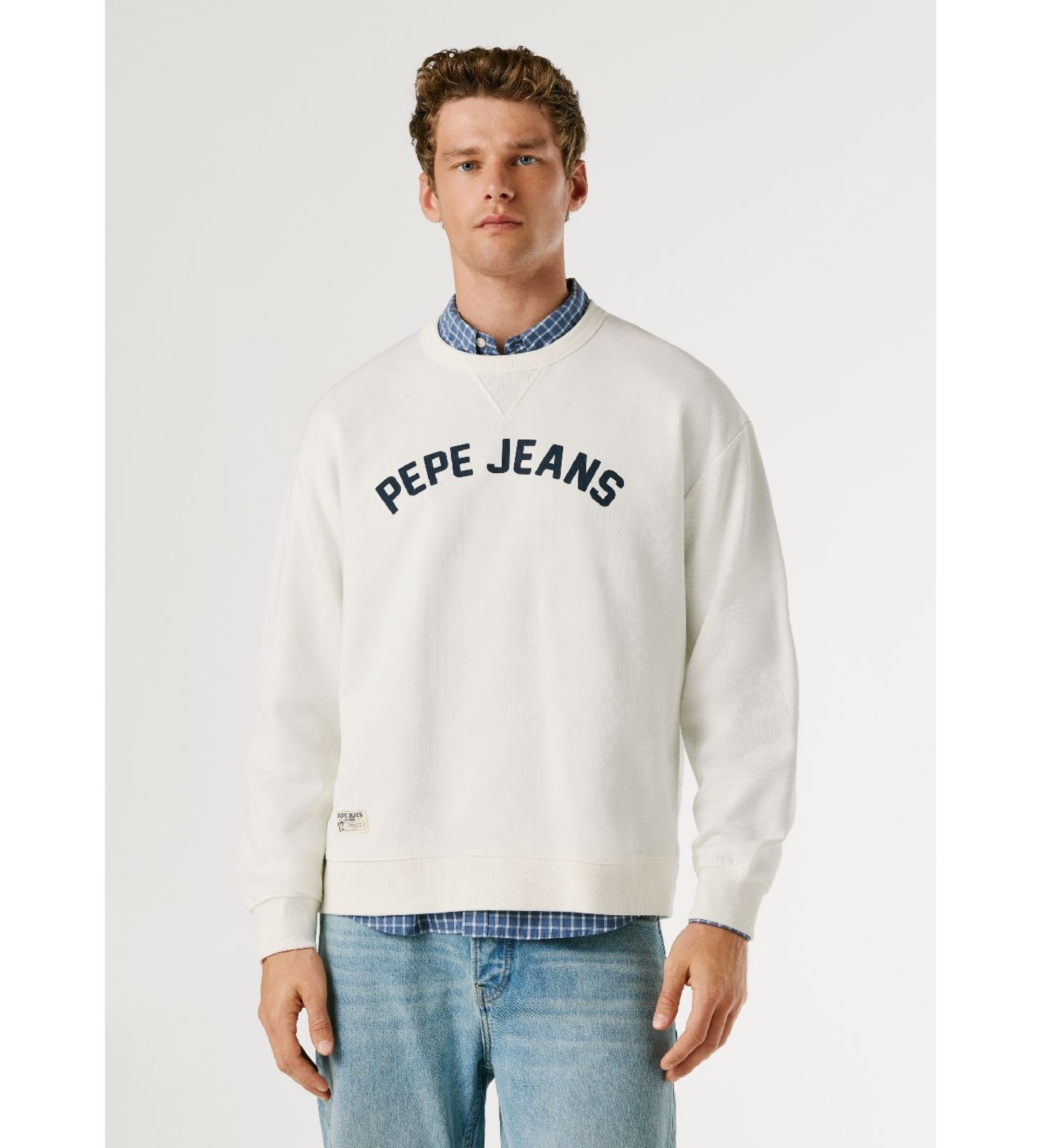 Pepe Jeans für Herren. PM5800146 Off-white Gio Sweatshirt (L), Weiß, Lässig, Baumwolle