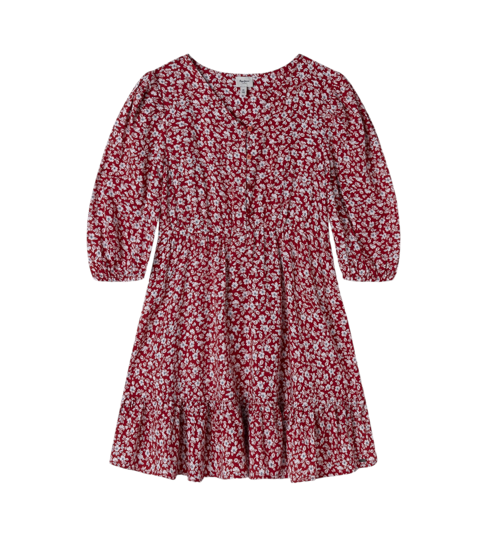 Pepe Jeans für Mädchen. PG951689 Kurzes Kleid Harriet rot (8Años= 128cm), Lässig, Viskose, Langarm, Kinderbekleidung