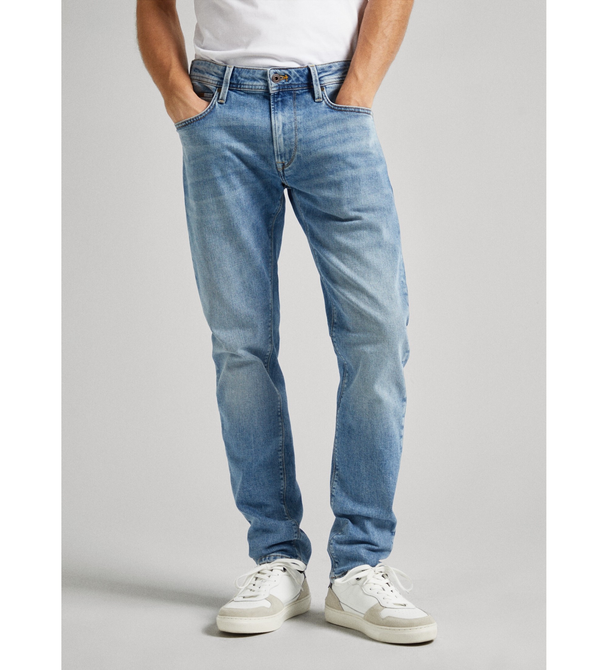 Pepe Jeans für Herren. PM207390MN5 Blaue konisch zulaufende Jeans (30/32), Lässig, Baumwolle, Denim