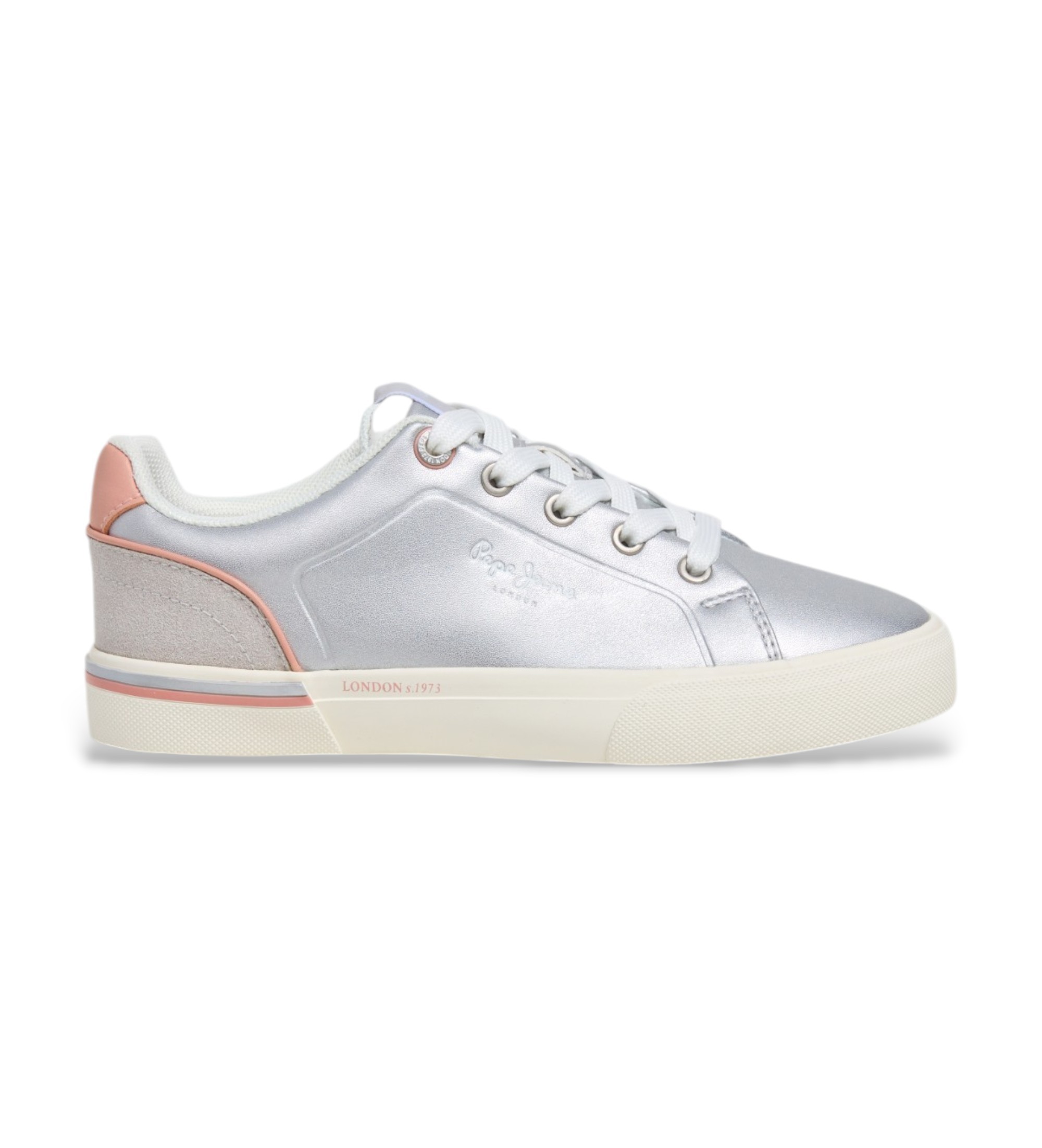 Pepe Jeans für Frauen/Mädchen. PGS300004 Turnschuhe Kenton Galactic silber (33), Wohnung, Schnürsenkel, Lässig, Kinderbekleidung